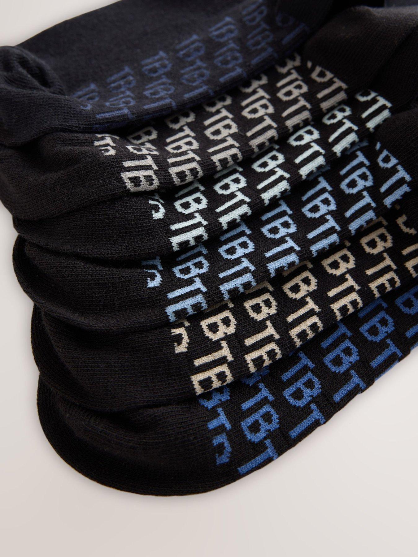 Image 6 of 7 of Ted Baker Boys 6 Pack TB Logo Crew Socks - Black