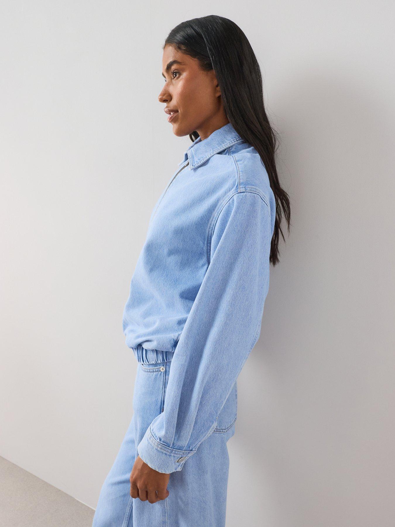 Image 6 of 7 of The Very Collection Co-Ord Drawcord Zip Through Denim Jacket - Light Wash