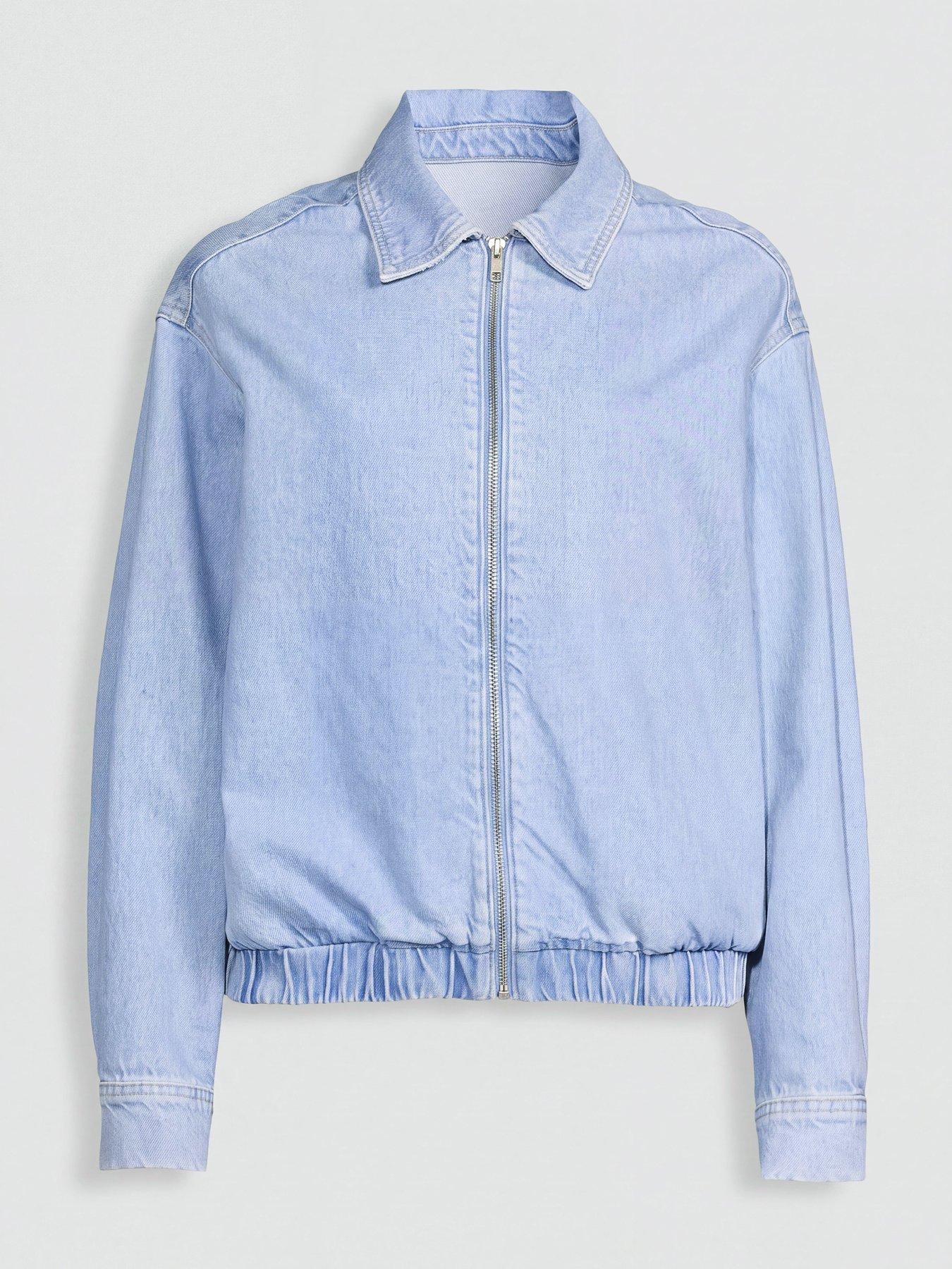 Image 7 of 7 of The Very Collection Co-Ord Drawcord Zip Through Denim Jacket - Light Wash