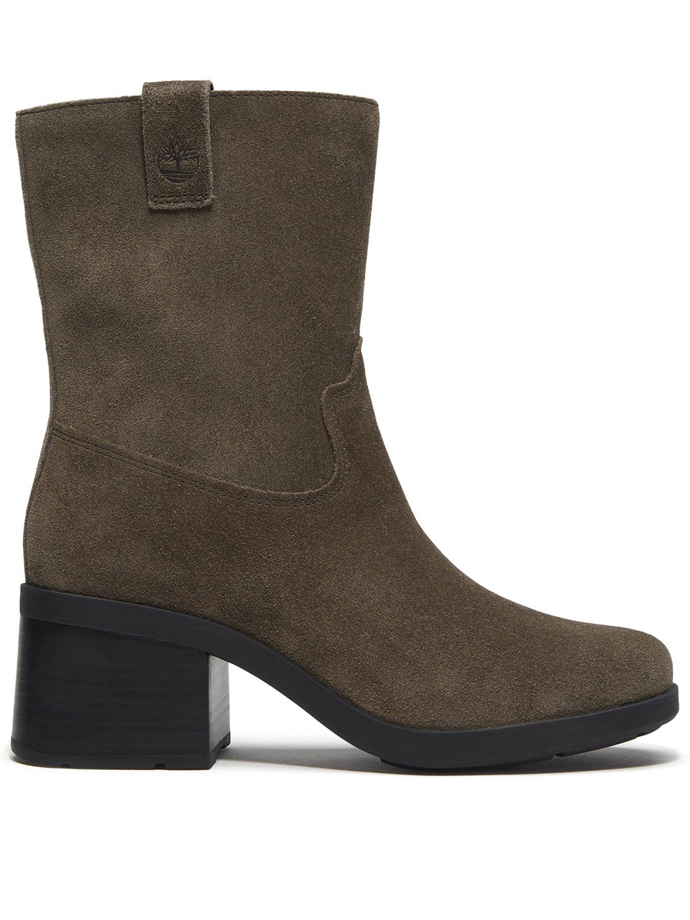 Image 1 of 7 of Timberland Womens Bellevaux Suede Zip Up Block Heel Boots - Brown