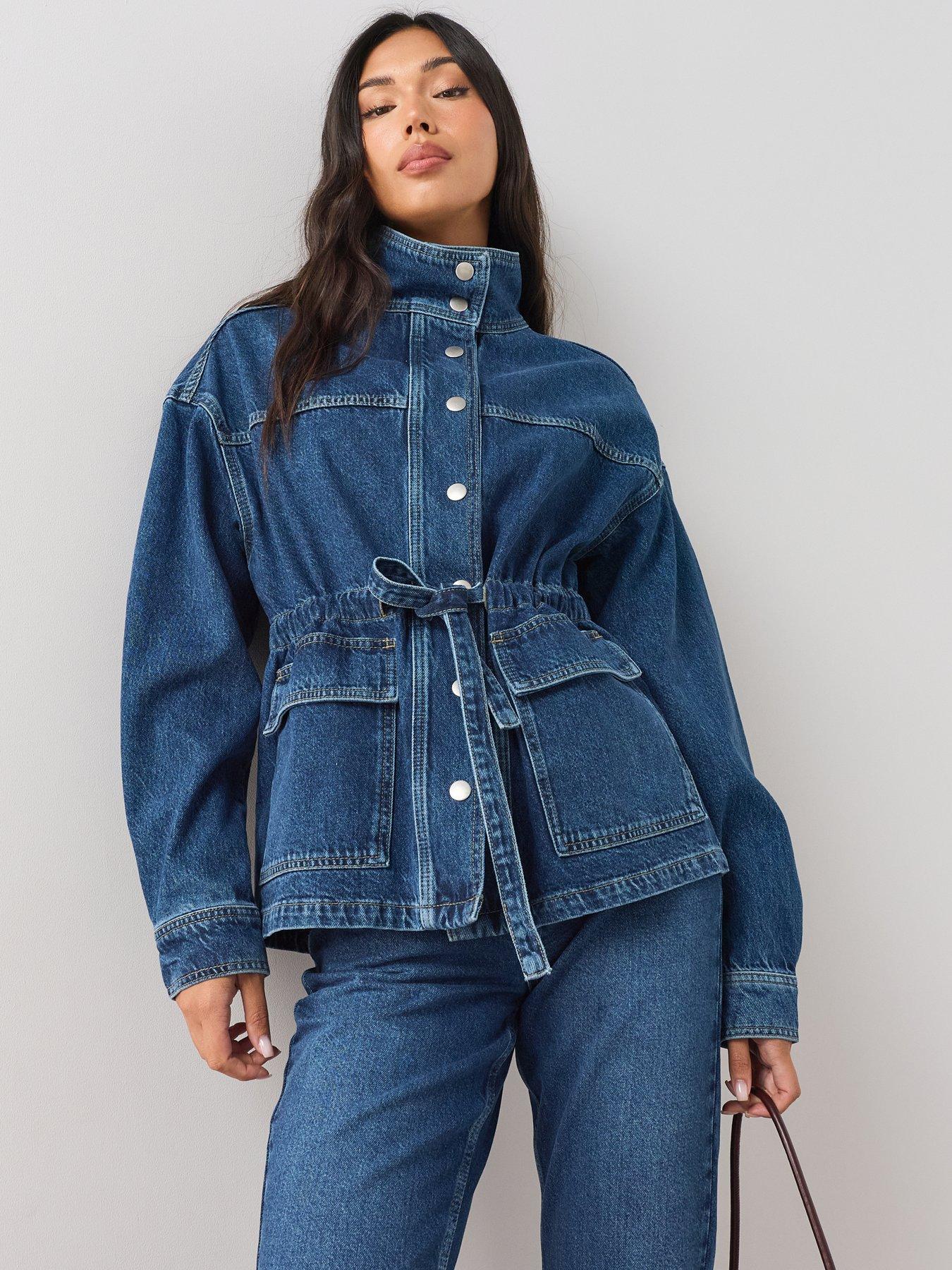 The Very Collection Co-Ord Funnel Neck Jacket - Mid Wash