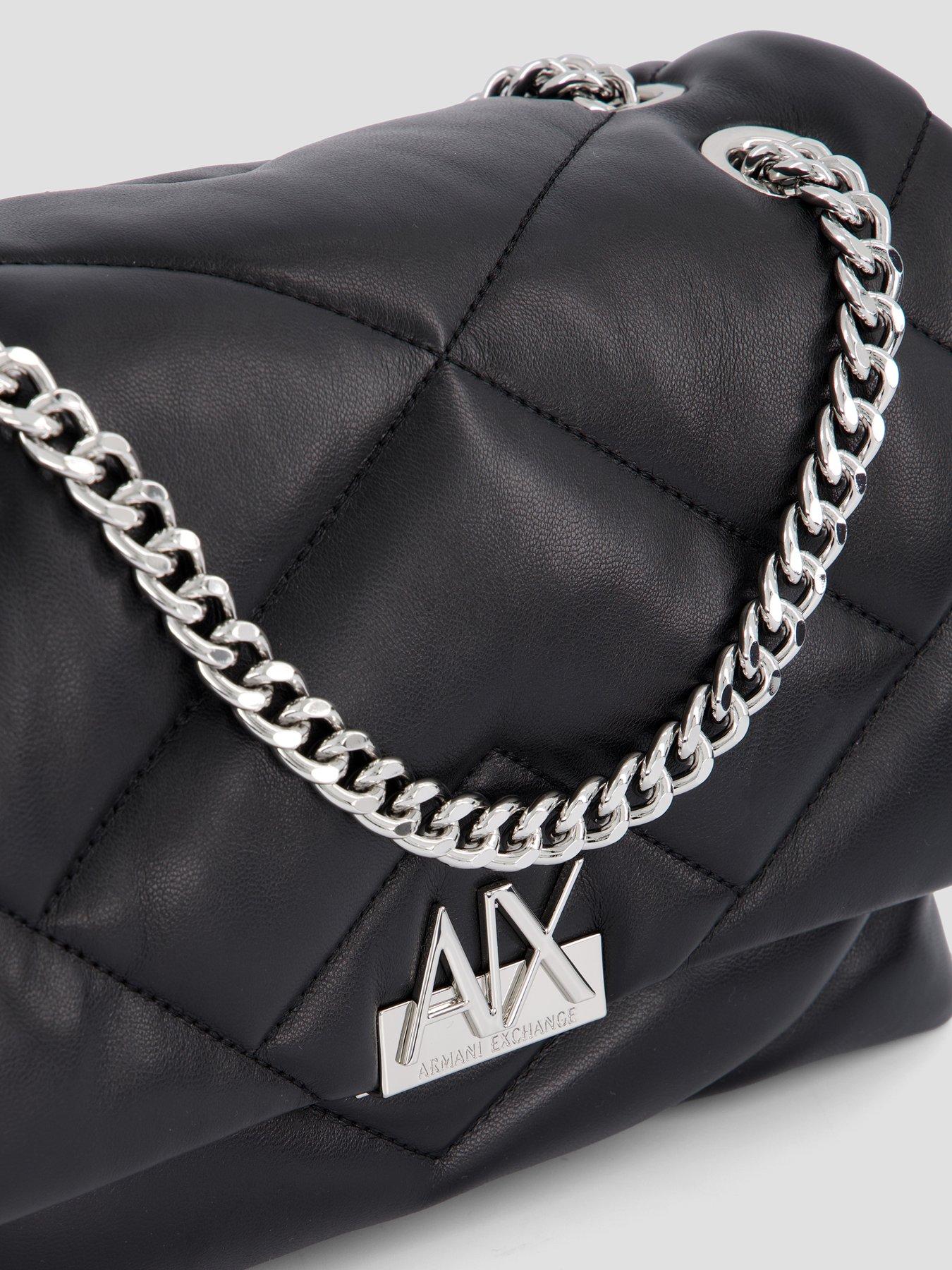 Image 3 of 4 of Armani Exchange Quilted Faux Leather Crossbody Bag - Black