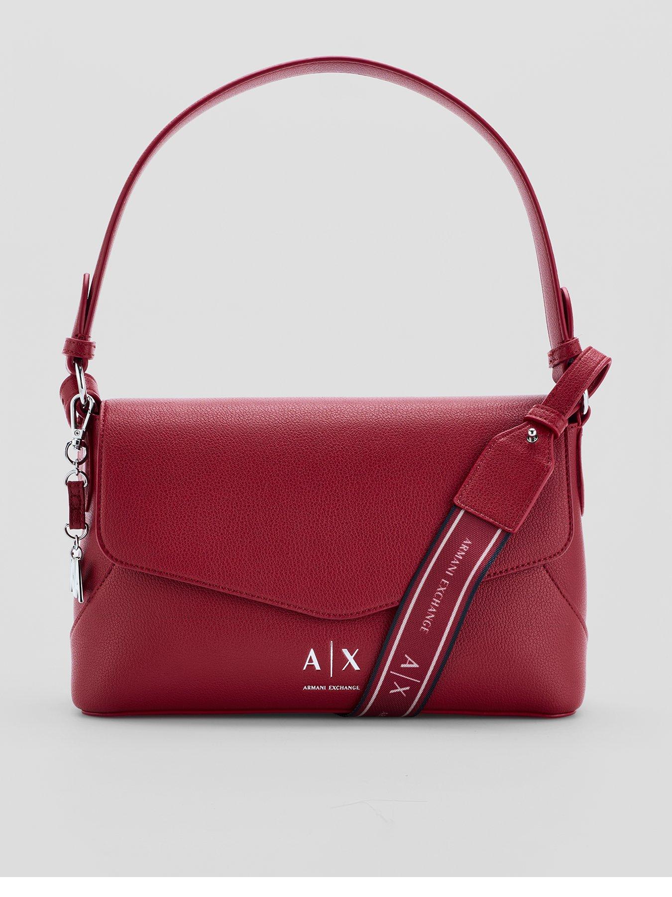 Image 1 of 5 of Armani Exchange Armani Exchange Isabel Logo Strap Shoulder Bag - Red