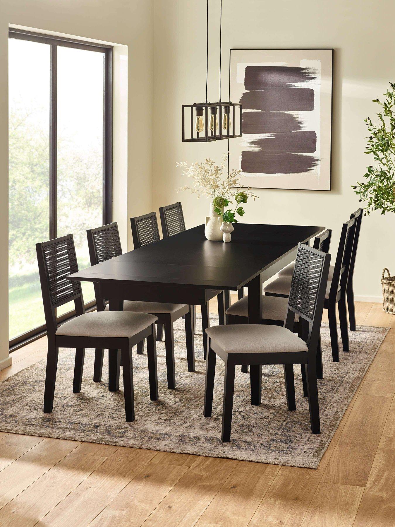 Julian Bowen Knoxley Black Extending Table And 8 Chairs
