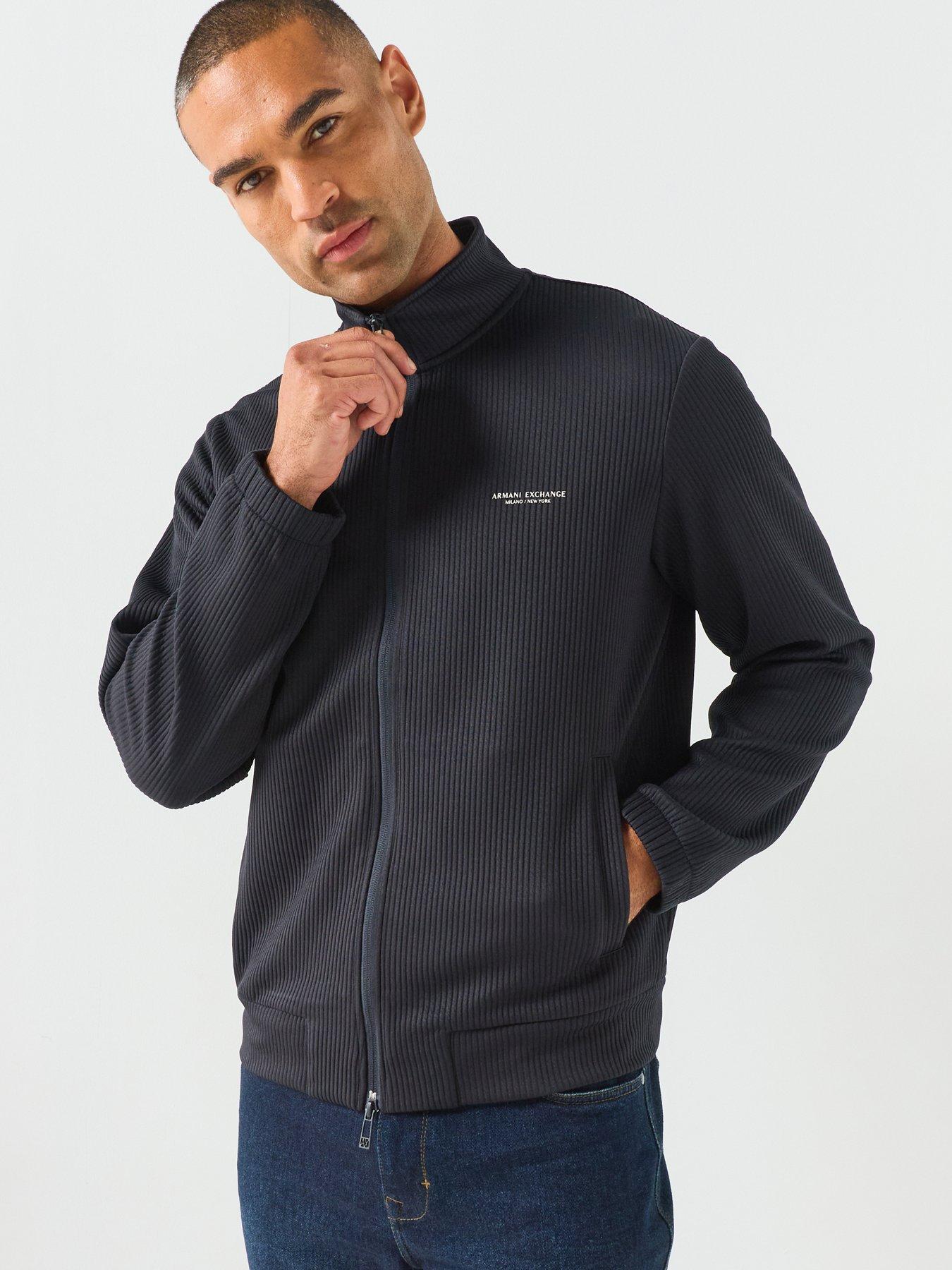 Armani Exchange Plissé Full Zip Track Jacket - Navy