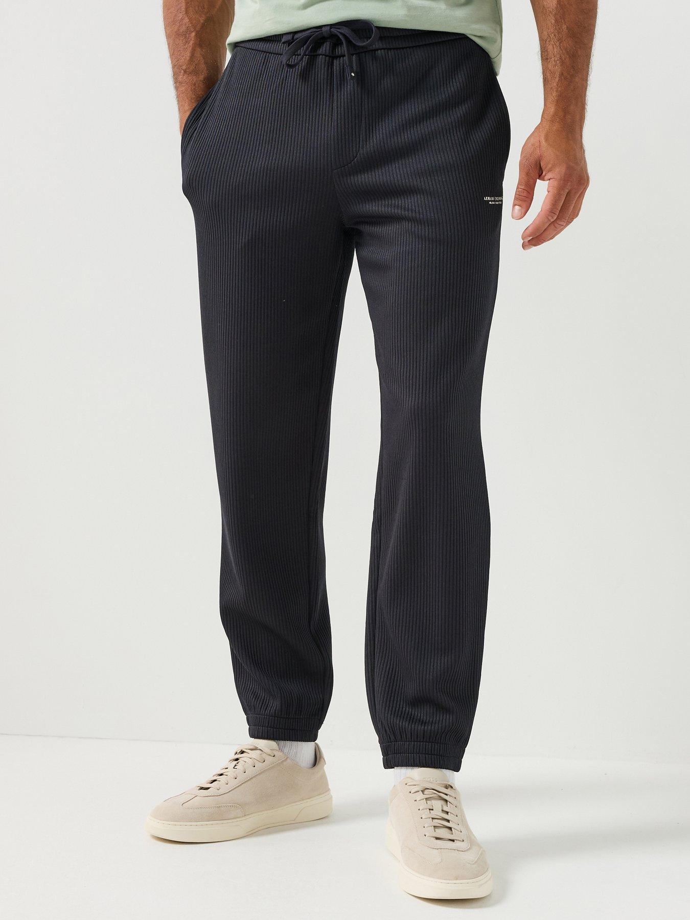 Armani Exchange Plissé Joggers with Drawstring Waist - Navy