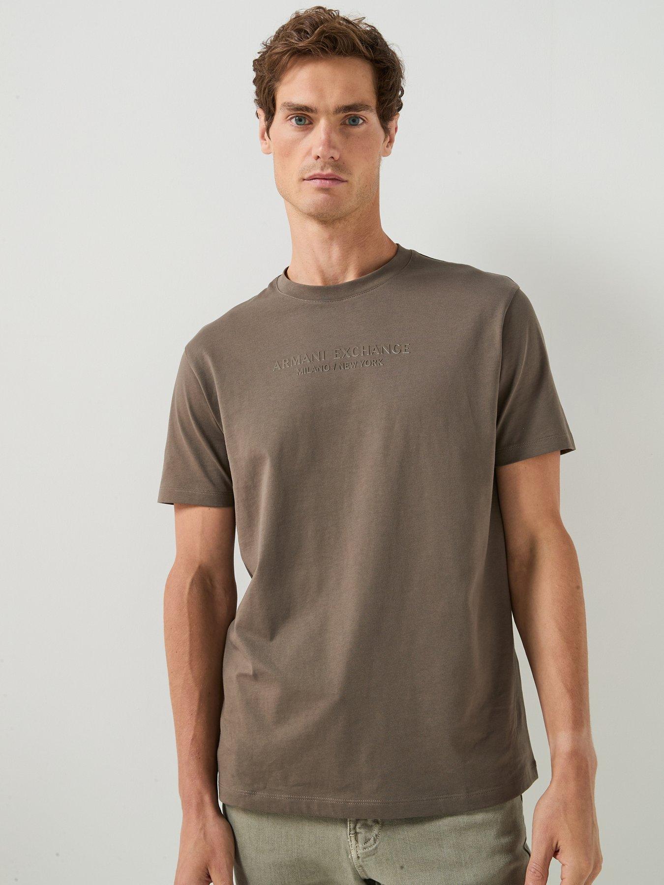 Armani Exchange Armani Exchange 3D New York/Milan Logo T-Shirt - Brown