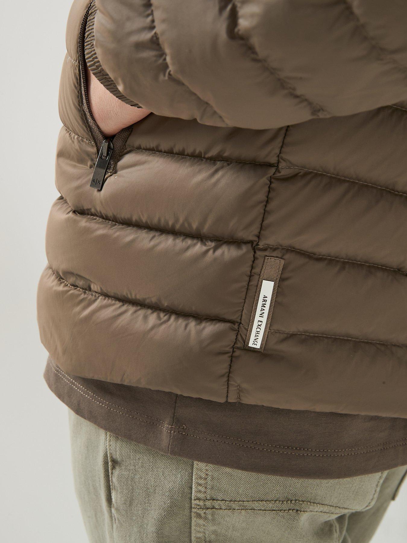 Image 6 of 6 of Armani Exchange Mens Padded Hooded Jacket - Brown