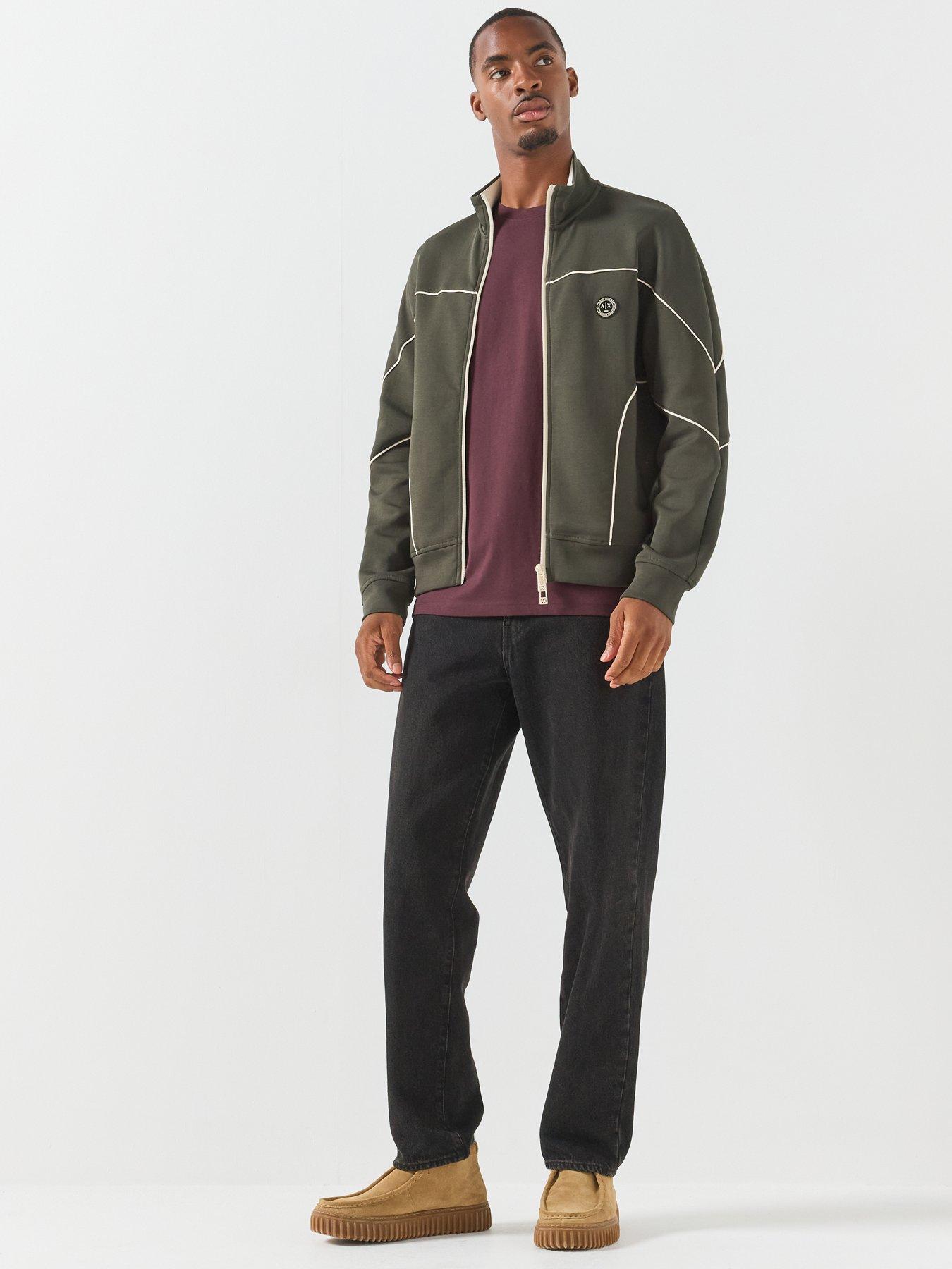 Image 3 of 6 of Armani Exchange Circle Badge Logo Piped Track Top - Black