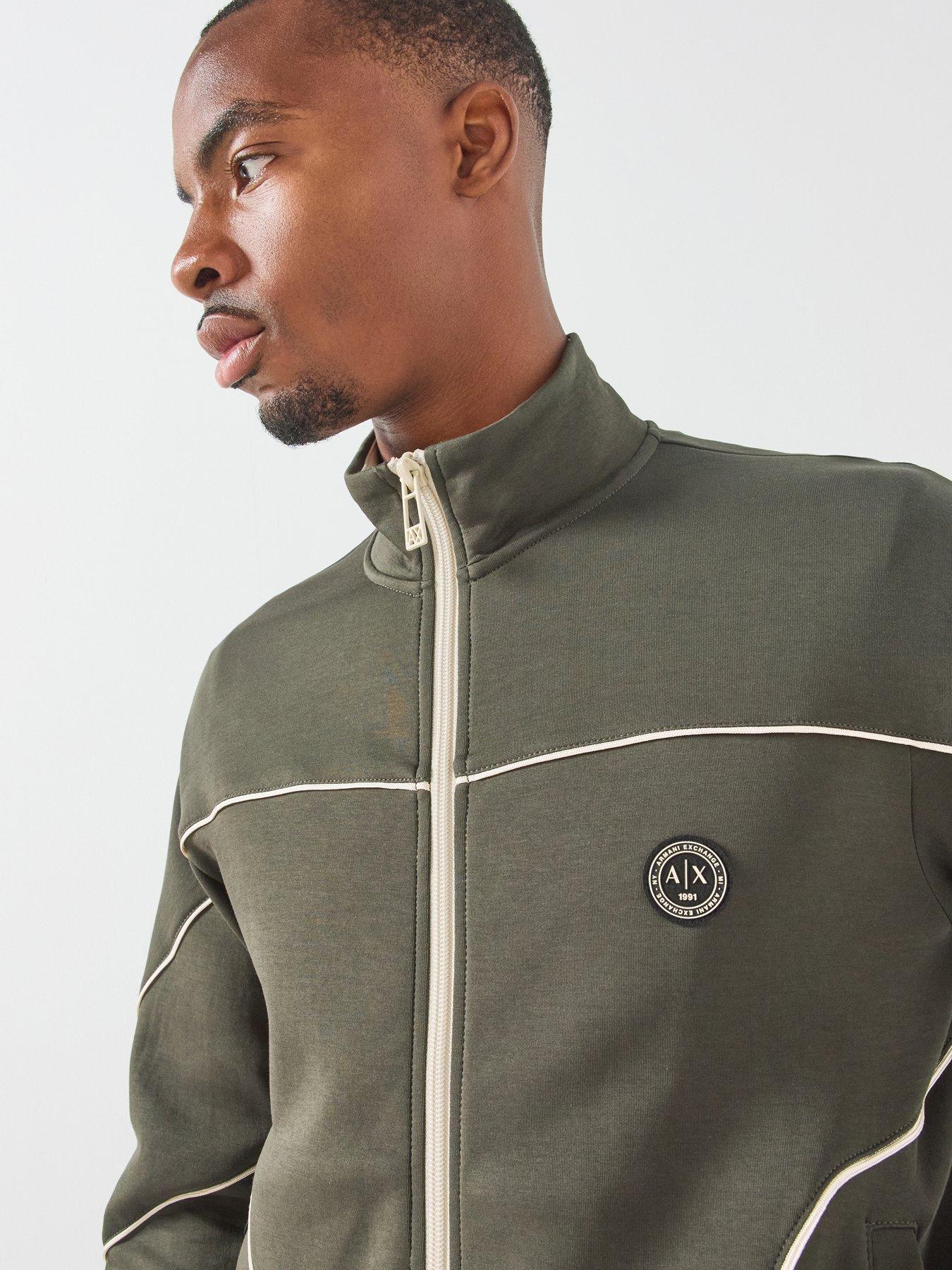 Image 4 of 6 of Armani Exchange Circle Badge Logo Piped Track Top - Black
