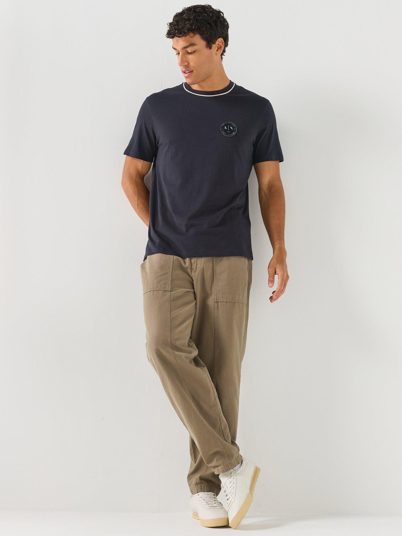 Image 3 of 5 of Armani Exchange Flock Badge Logo T-Shirt - Navy