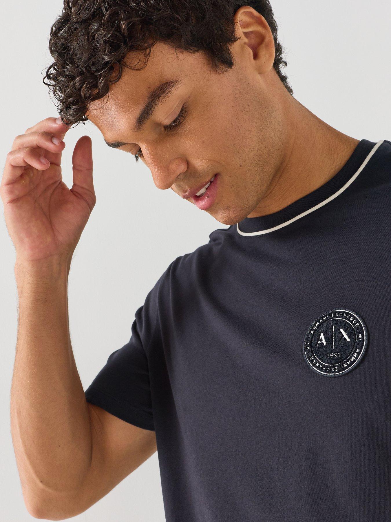 Image 4 of 5 of Armani Exchange Flock Badge Logo T-Shirt - Navy