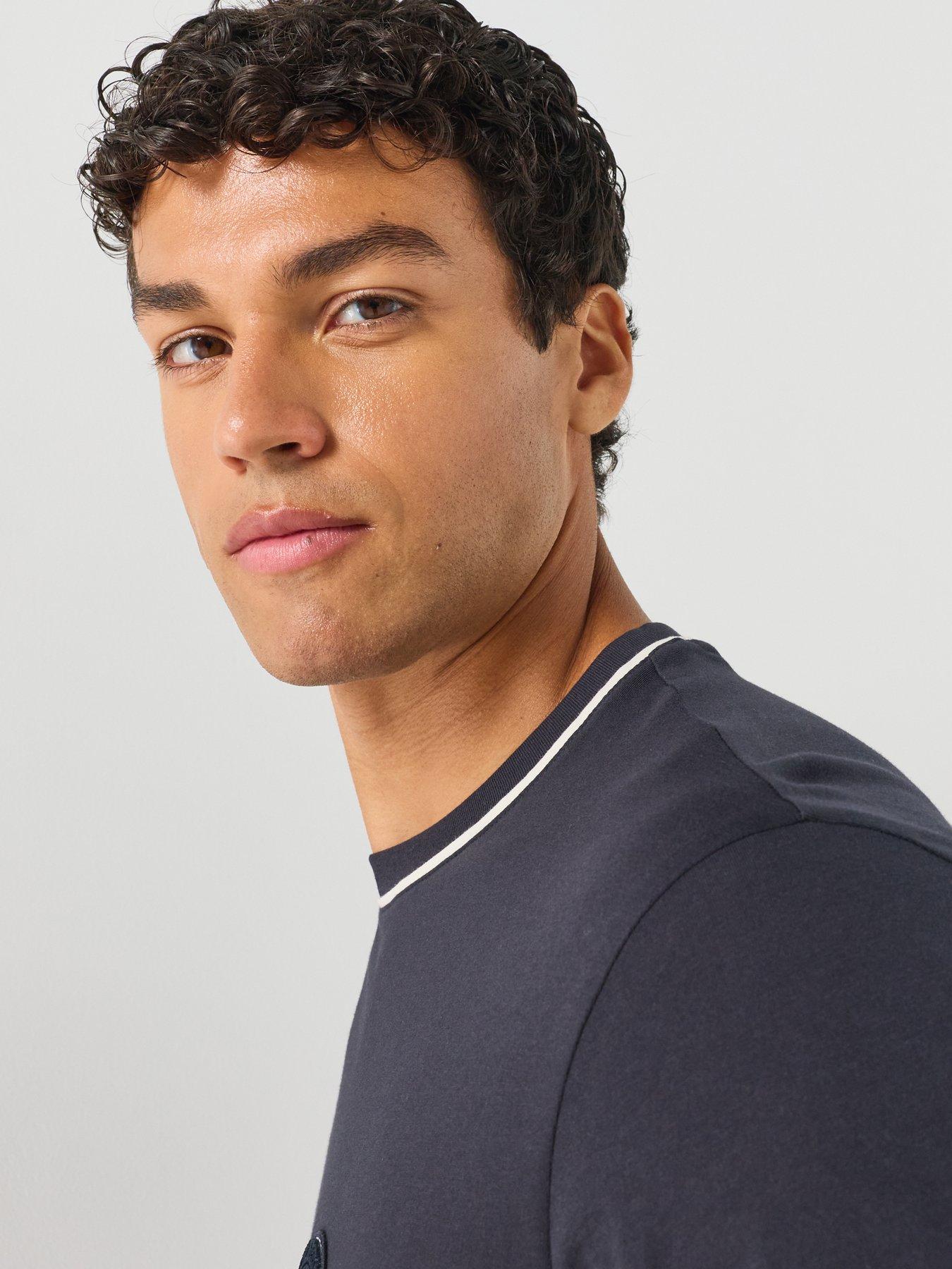 Image 5 of 5 of Armani Exchange Flock Badge Logo T-Shirt - Navy