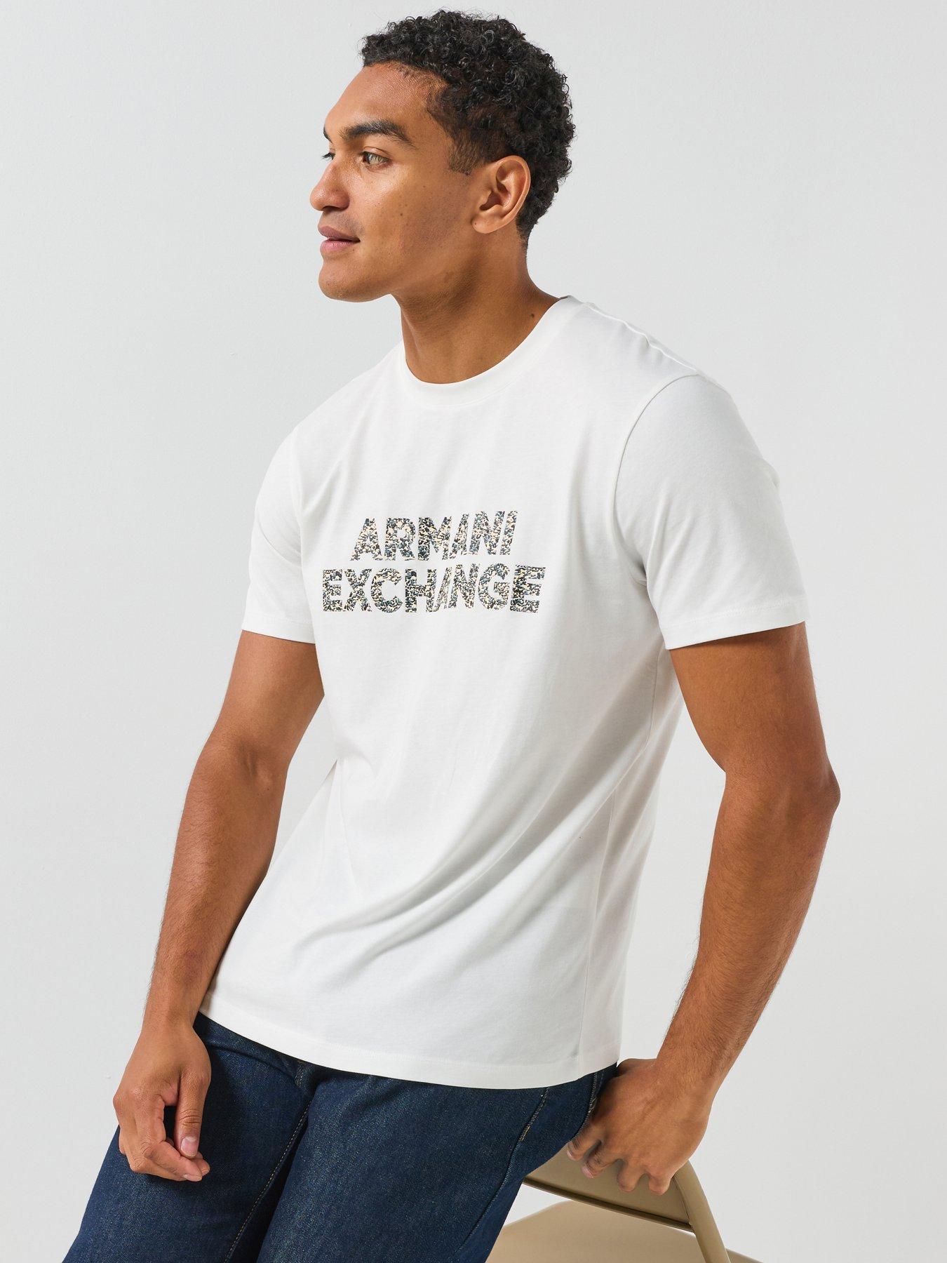 Image 1 of 1 of Armani Exchange Armani Exchange Splatter Large Logo T-shirt - Off White