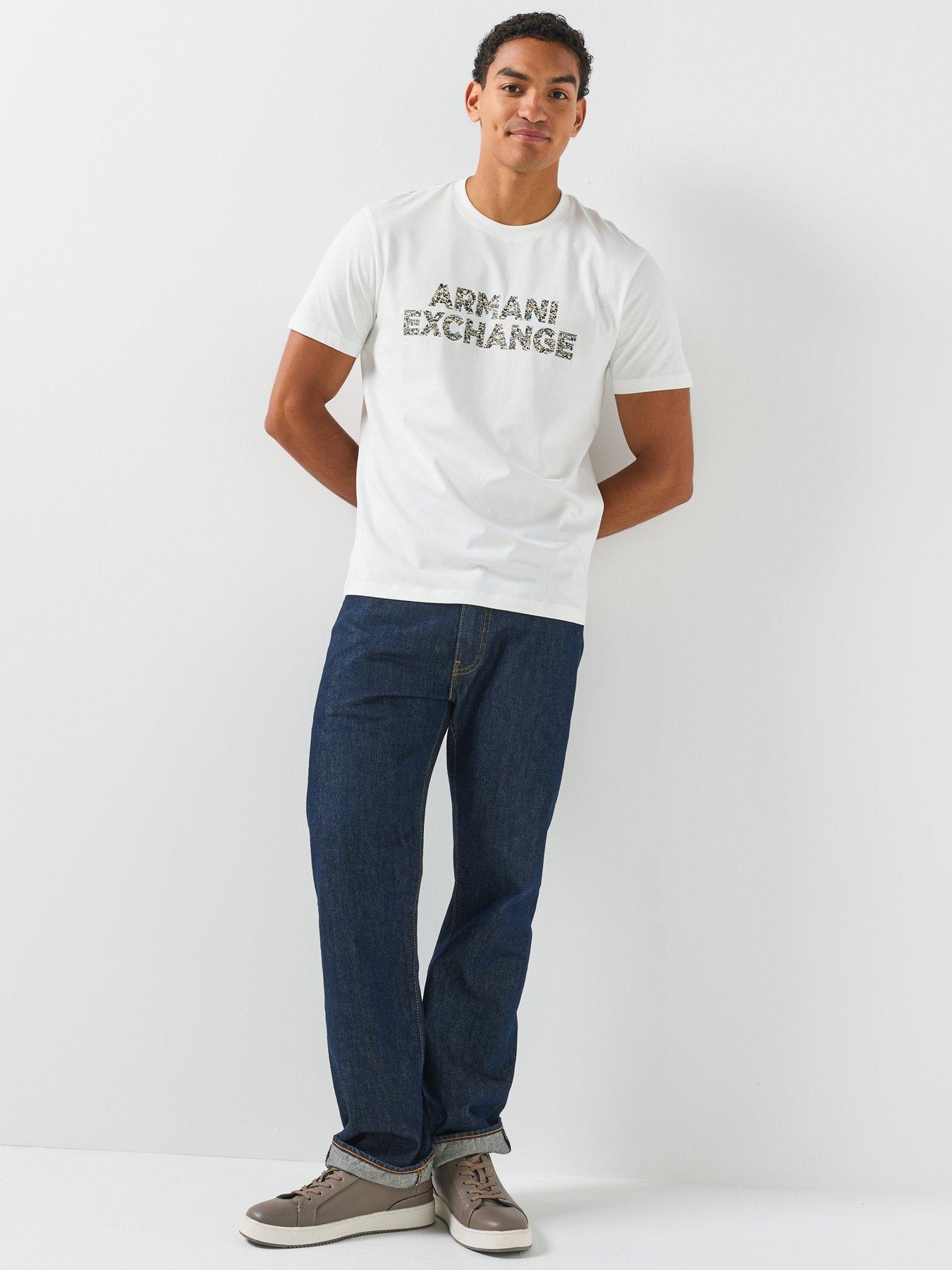 Image 3 of 6 of Armani Exchange Splatter Large Logo T-Shirt - Off White