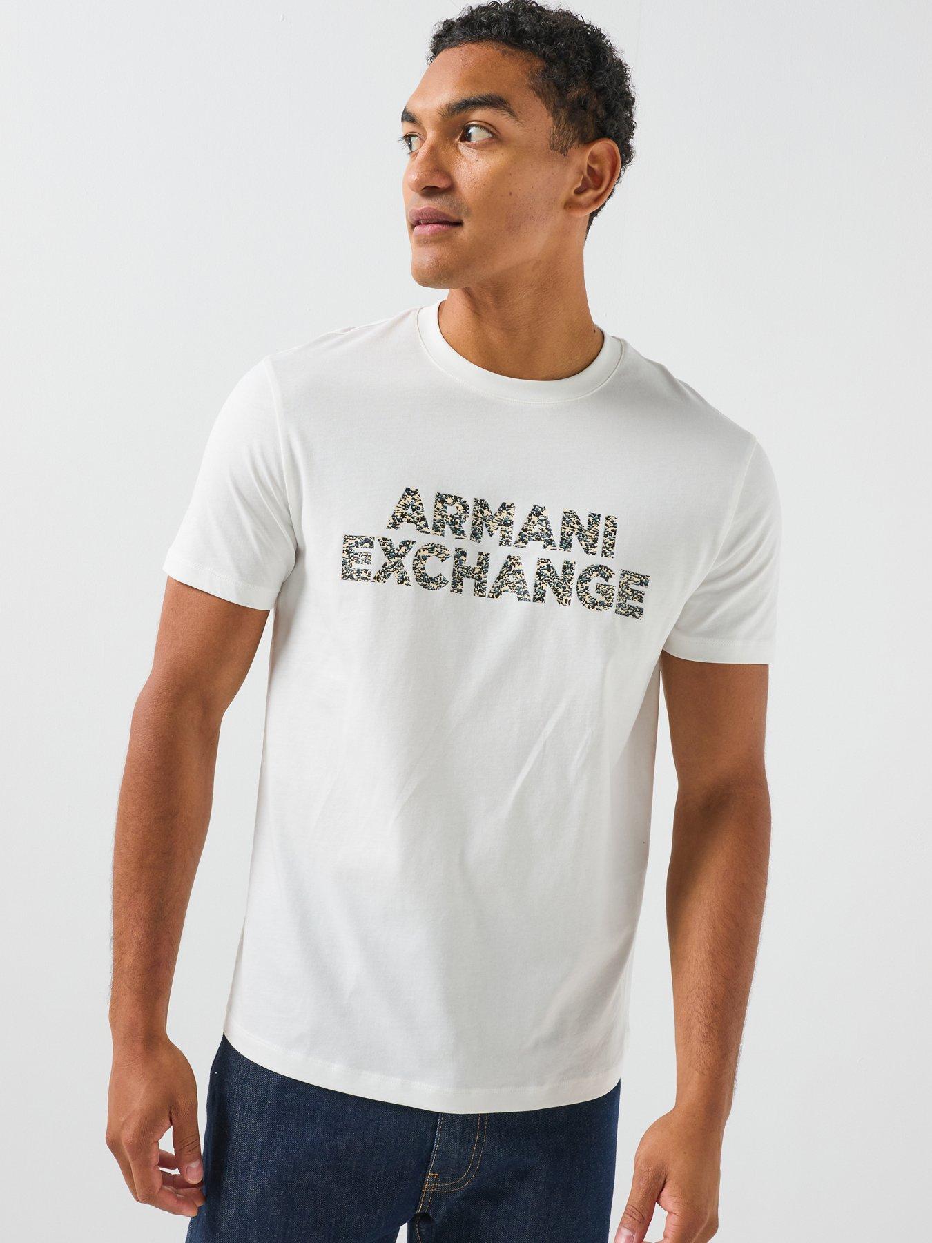 Image 4 of 6 of Armani Exchange Splatter Large Logo T-Shirt - Off White