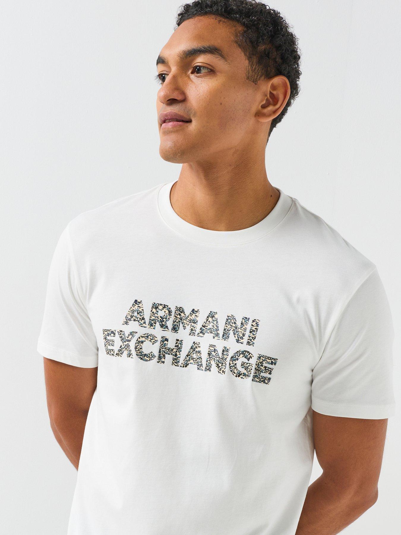 Image 5 of 6 of Armani Exchange Splatter Large Logo T-Shirt - Off White