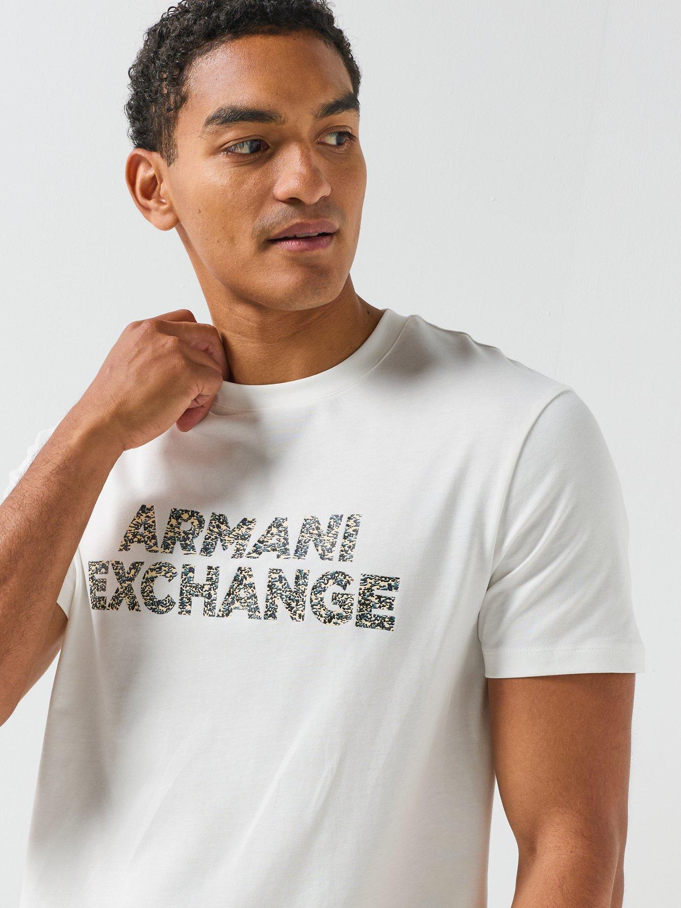 Image 6 of 6 of Armani Exchange Splatter Large Logo T-Shirt - Off White