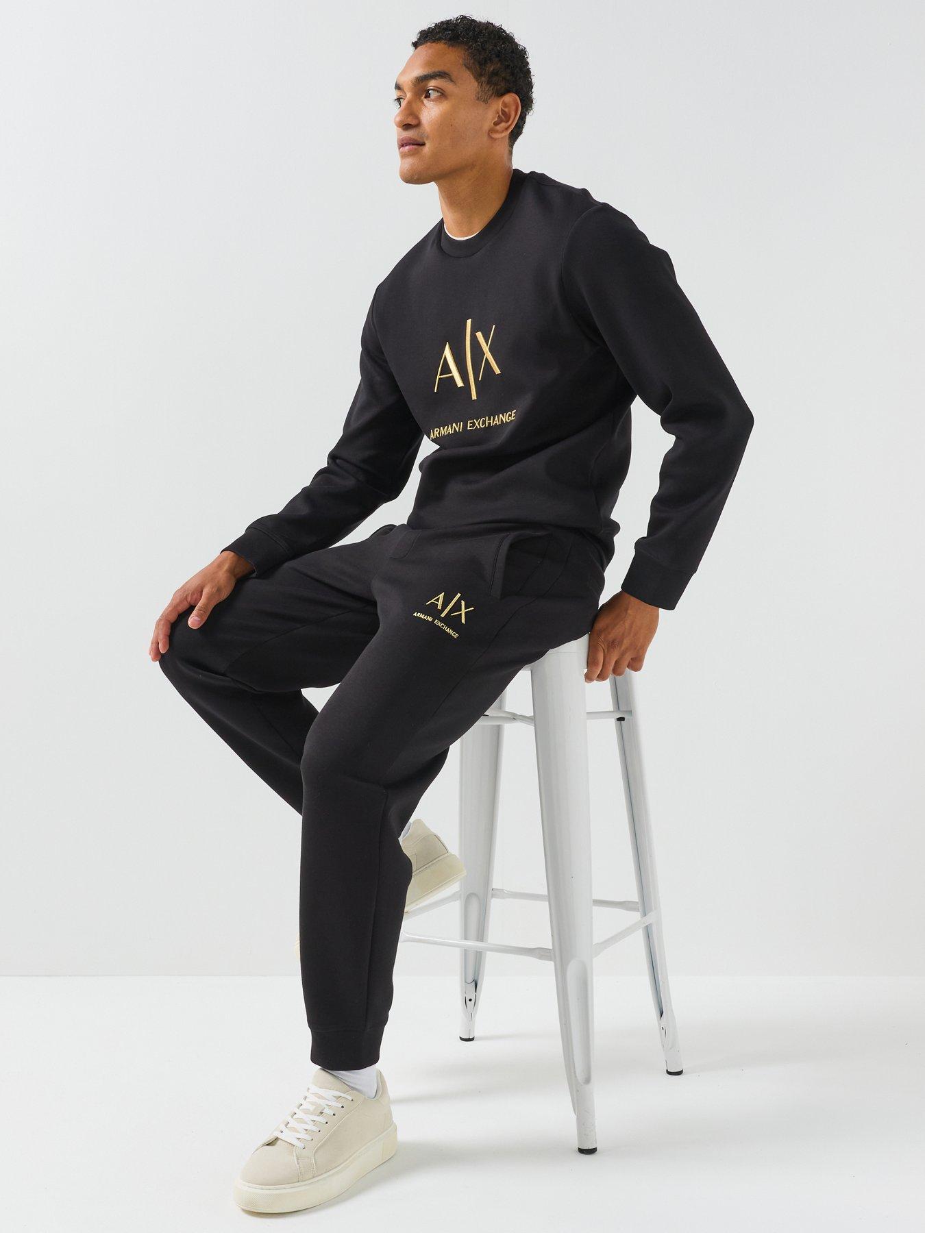 Image 4 of 6 of Armani Exchange Logo Tracksuit Bottoms - Black