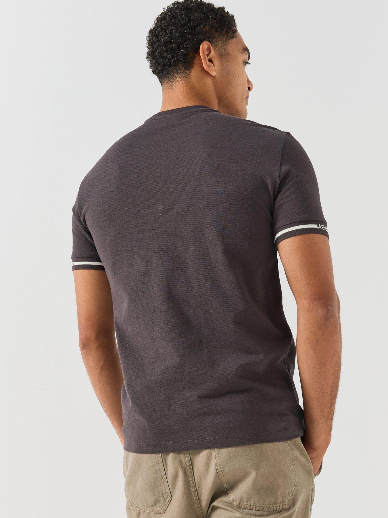 Image 2 of 5 of Armani Exchange Mens Extra Slim Tipped Logo Cuff T-Shirt - Black