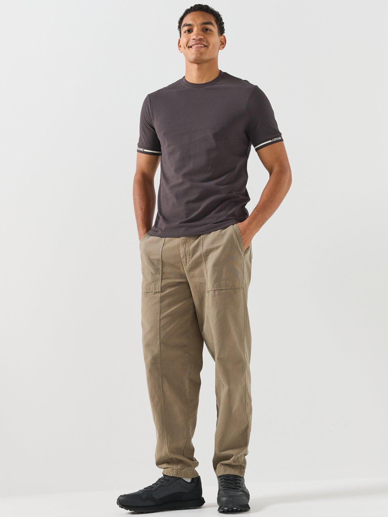 Image 3 of 5 of Armani Exchange Mens Extra Slim Tipped Logo Cuff T-Shirt - Black