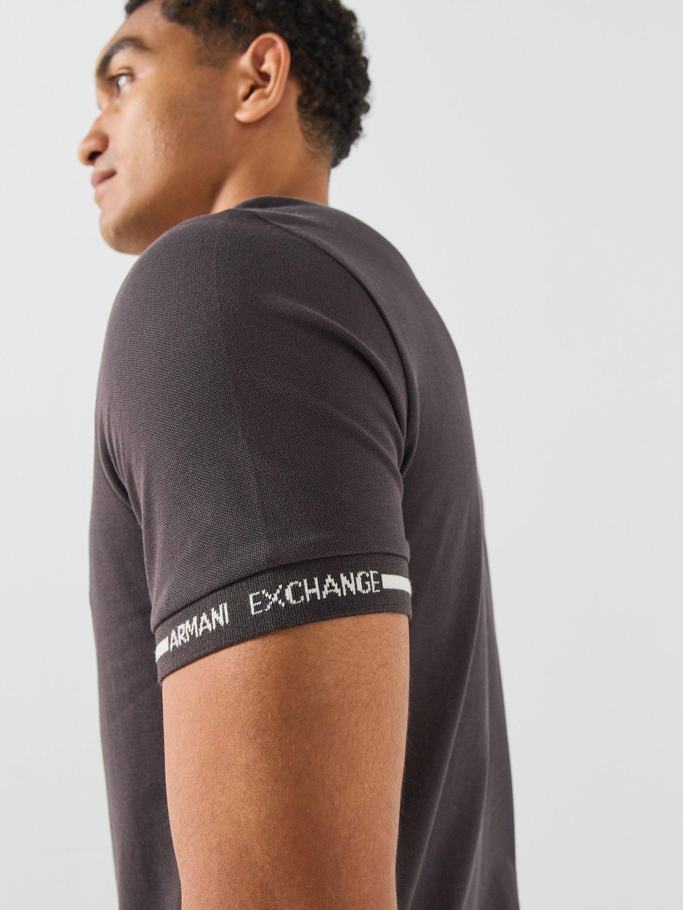 Image 4 of 5 of Armani Exchange Mens Extra Slim Tipped Logo Cuff T-Shirt - Black