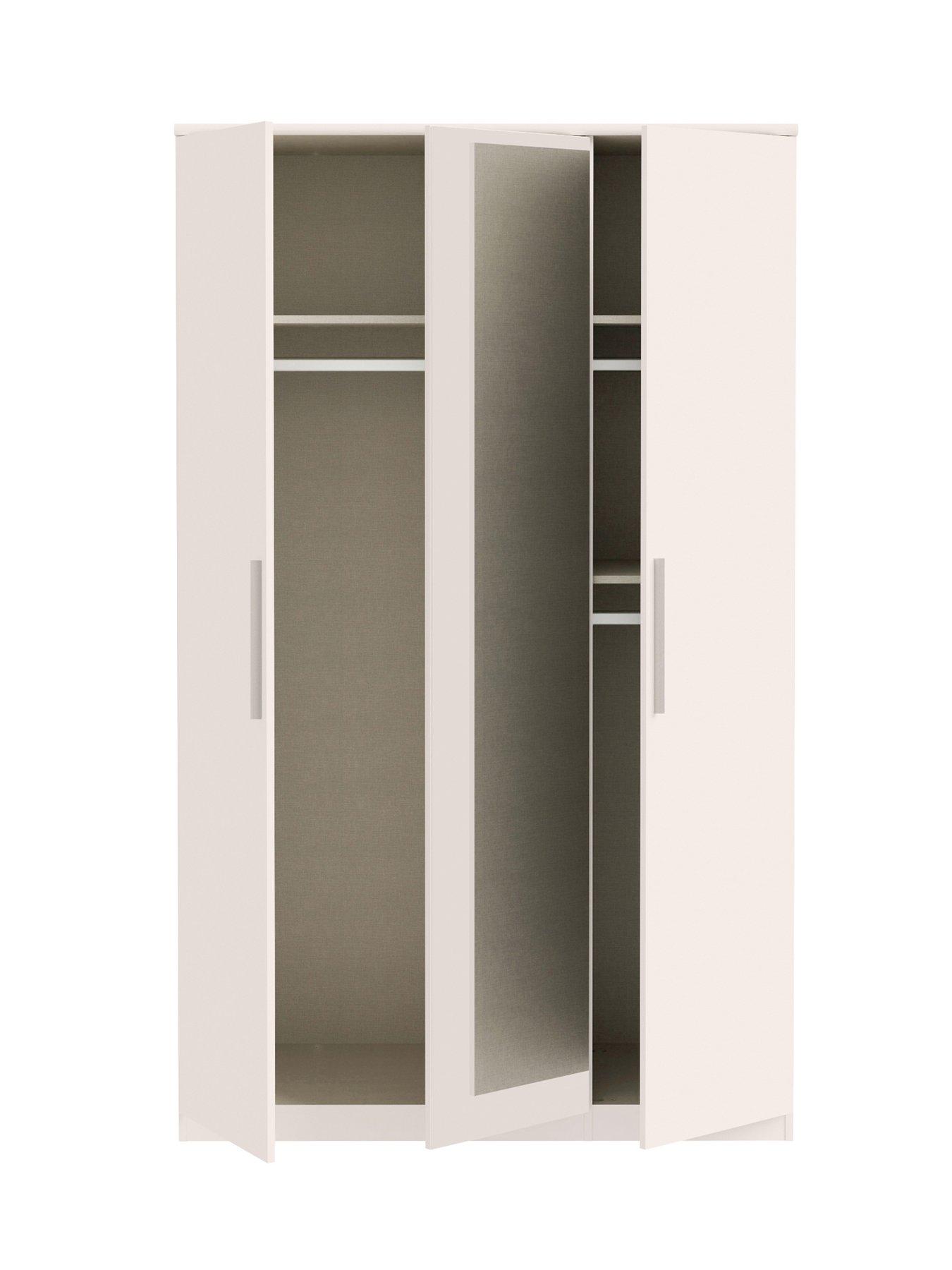 Image 6 of 6 of The Very Collection Prague 4 Piece Package - 3 Door Mirrored Wardrobe, 5 Drawer Chest and Pair of 3 Drawer Bedside Chests - Oatmeal Gloss - FSC&reg; Certified