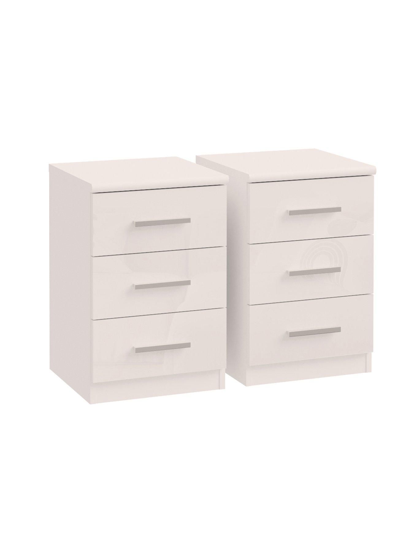 Image 3 of 6 of The Very Collection Prague 4 Piece Package - 4 Door Mirrored Wardrobe, 5 Drawer Chest and Pair of 3 Drawer Bedside Chests - White Gloss - FSC&reg; Certified