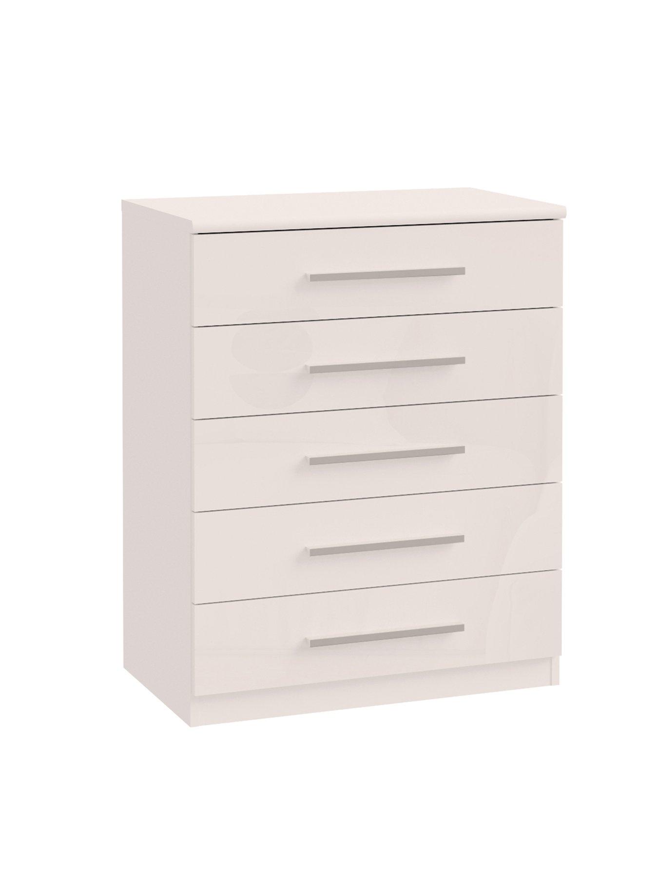 Image 4 of 6 of The Very Collection Prague 4 Piece Package - 4 Door Mirrored Wardrobe, 5 Drawer Chest and Pair of 3 Drawer Bedside Chests - White Gloss - FSC&reg; Certified