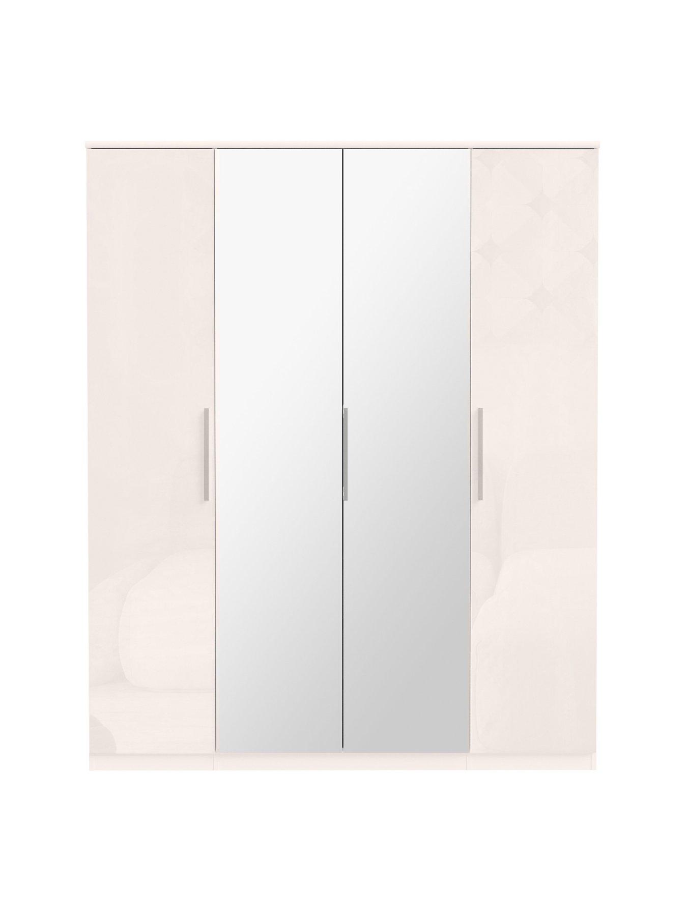 Image 5 of 6 of The Very Collection Prague 4 Piece Package - 4 Door Mirrored Wardrobe, 5 Drawer Chest and Pair of 3 Drawer Bedside Chests - White Gloss - FSC&reg; Certified