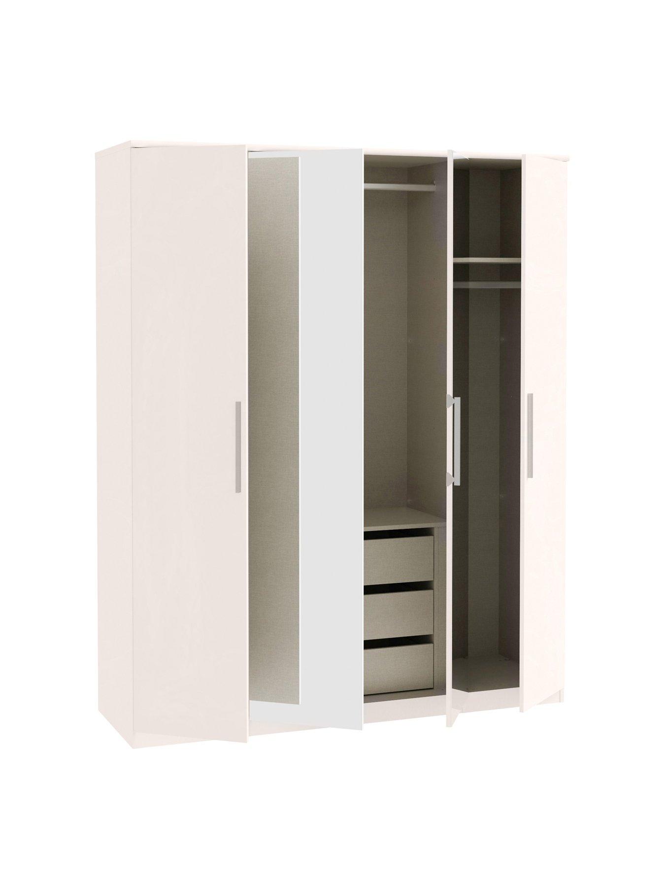 Image 6 of 6 of The Very Collection Prague 4 Piece Package - 4 Door Mirrored Wardrobe, 5 Drawer Chest and Pair of 3 Drawer Bedside Chests - White Gloss - FSC&reg; Certified