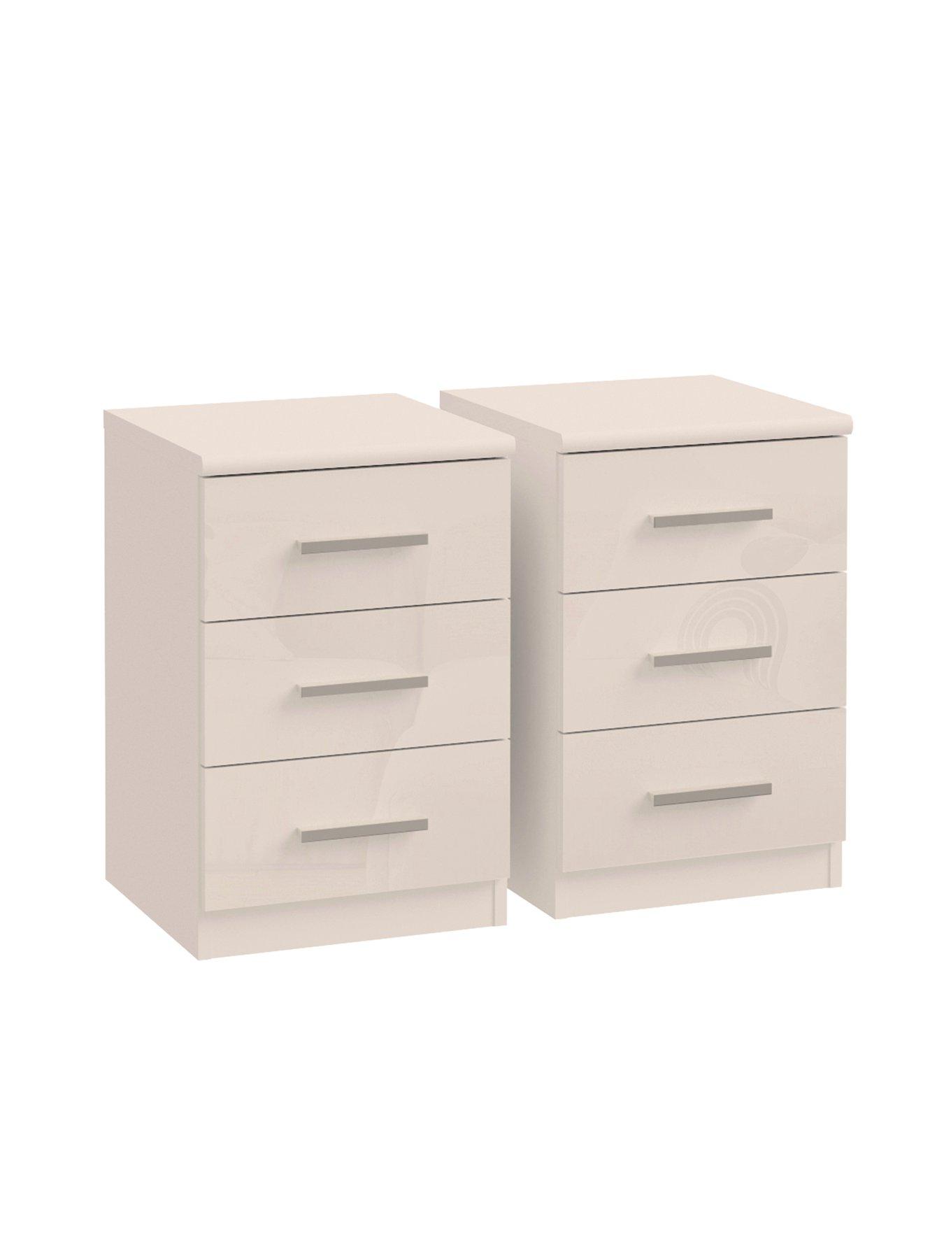 Image 3 of 6 of The Very Collection Prague Gloss Package - 6 Door Wardrobe, 5 Drawer Chest and Pair of 3 Drawer Bedside Chests - Oatmeal - FSC&reg; Certified