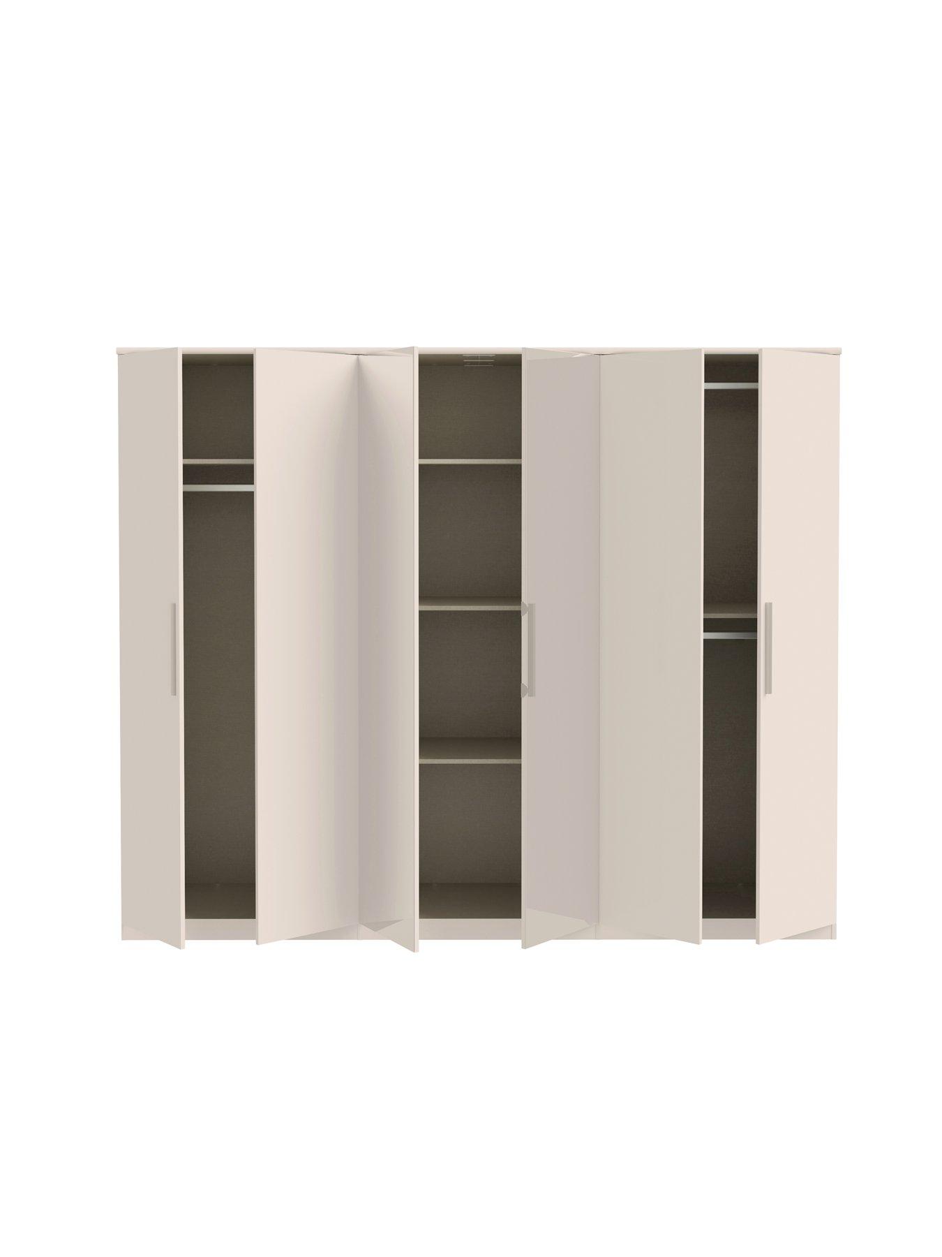 Image 6 of 6 of The Very Collection Prague Gloss Package - 6 Door Wardrobe, 5 Drawer Chest and Pair of 3 Drawer Bedside Chests - Oatmeal - FSC&reg; Certified