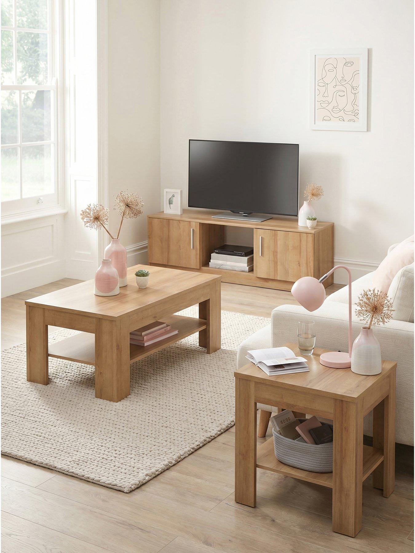 The Very Collection Panama 3 Piece Package - Side Table, Coffee Table and TV Unit - Dark Oak - FSC® Certified