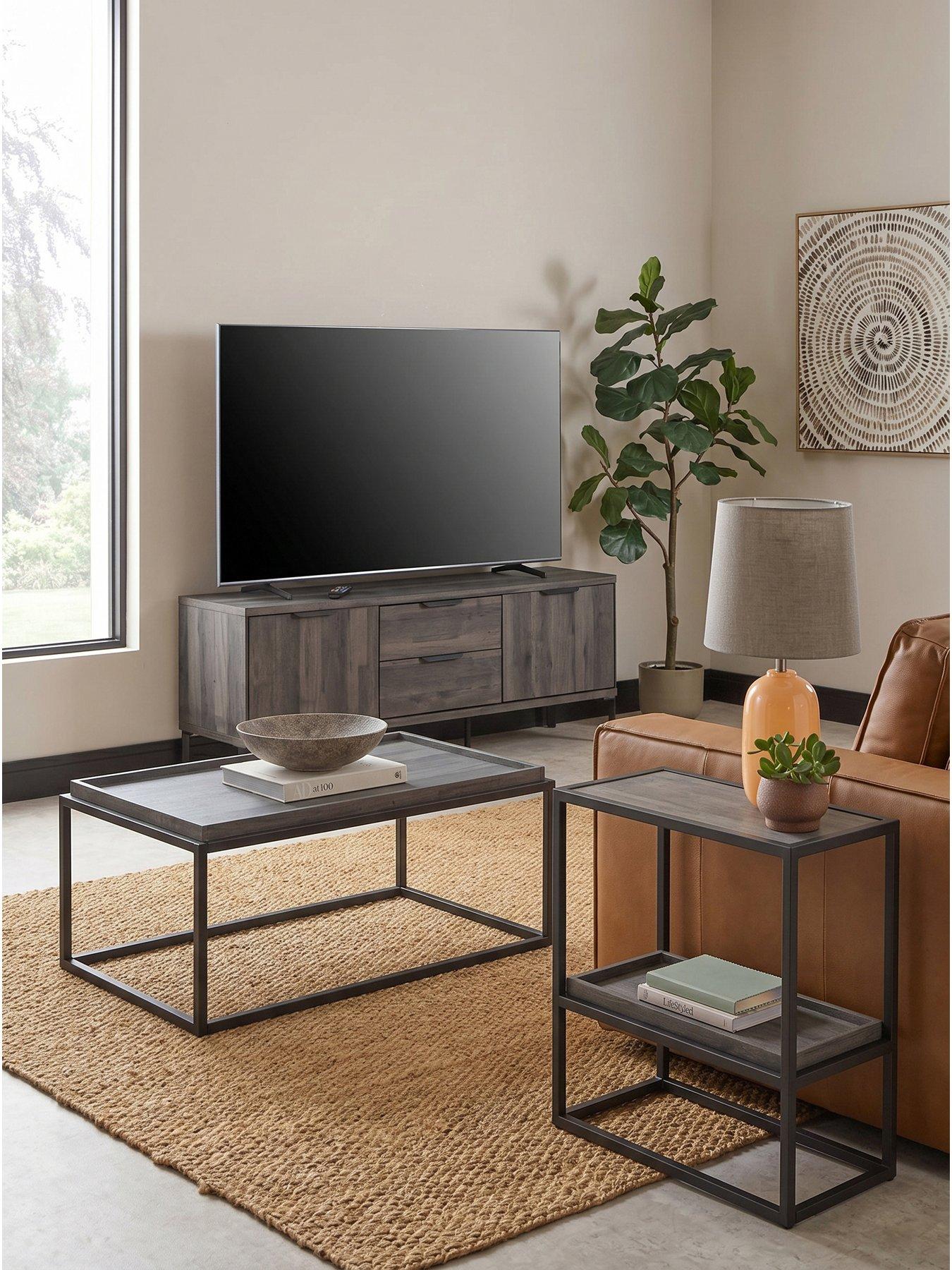 The Very Collection Harlem 3 Piece Package - End Table, Coffee Table and TV Unit - Black Oak - FSC® Certified
