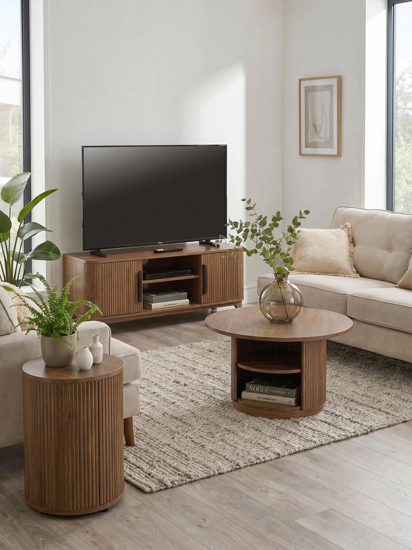 The Very Collection Carina 3 Piece Package Deal - Side Table, Coffee Table and TV Unit - Mid Oak