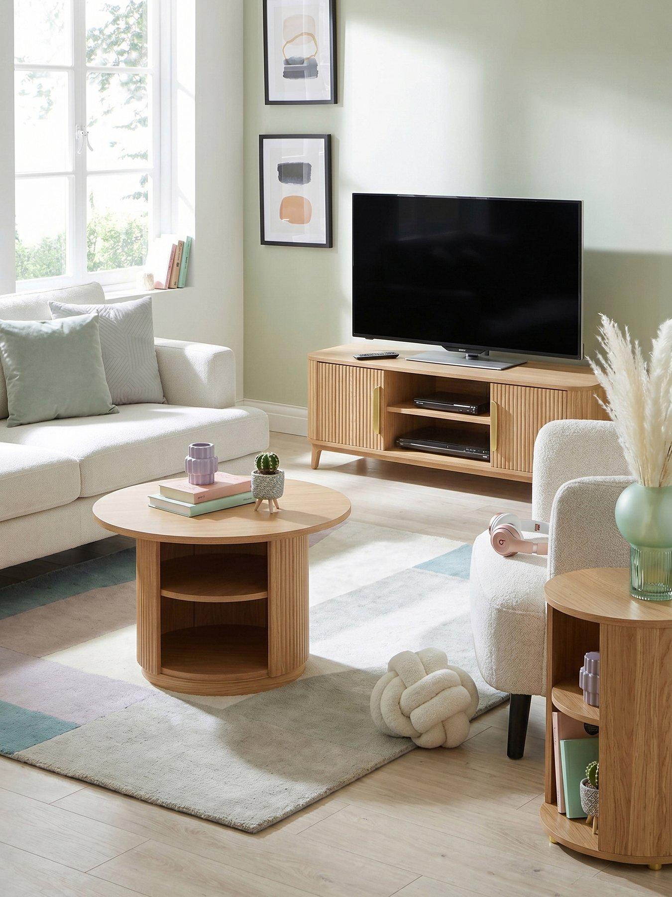 The Very Collection Carina 3 Piece Package Deal - Side Table, Coffee Table and TV Unit - Oak