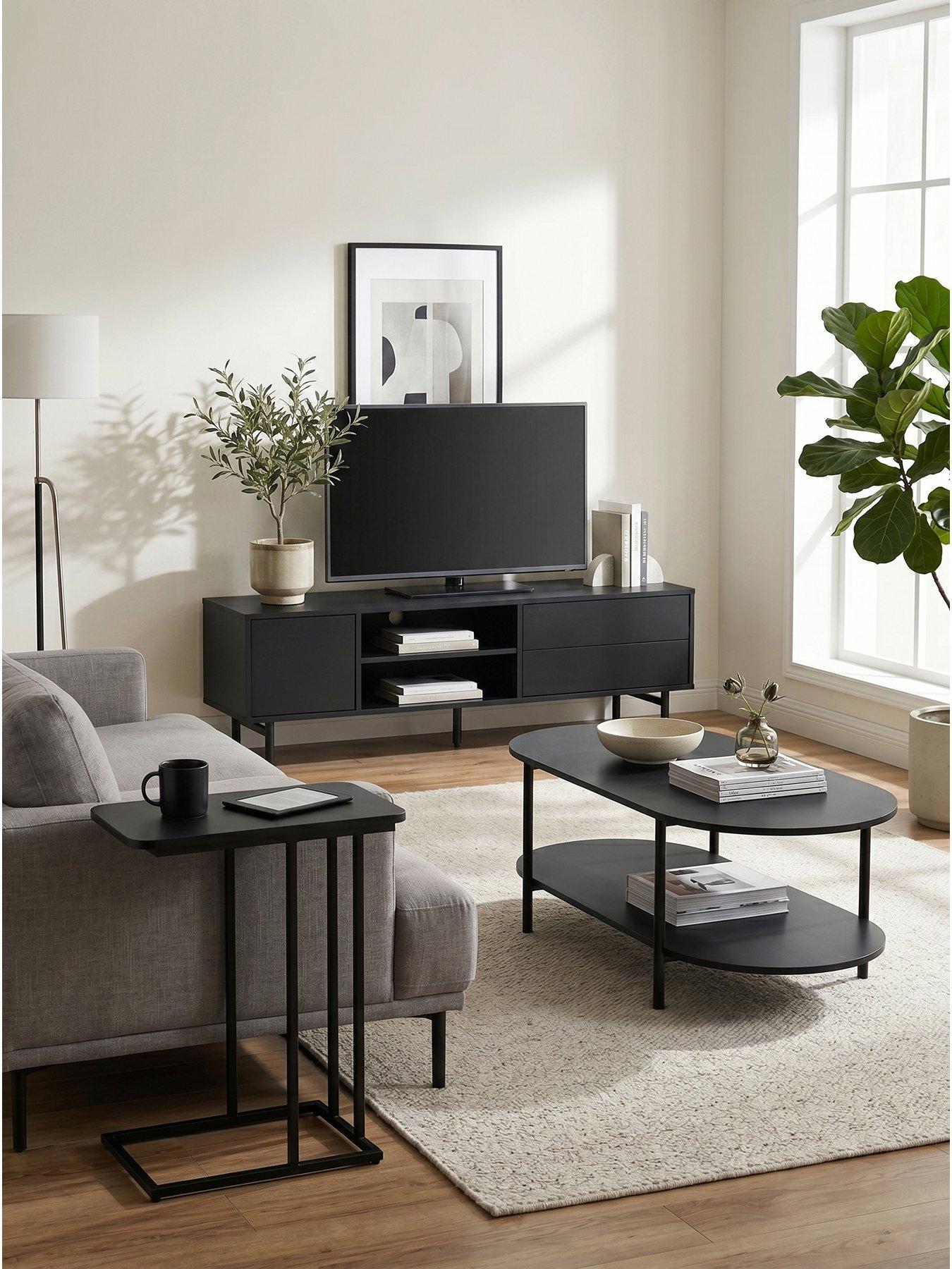 The Very Collection Hava 3 Piece Package - Sofa Side Table, Coffee Table and TV Unit - Black