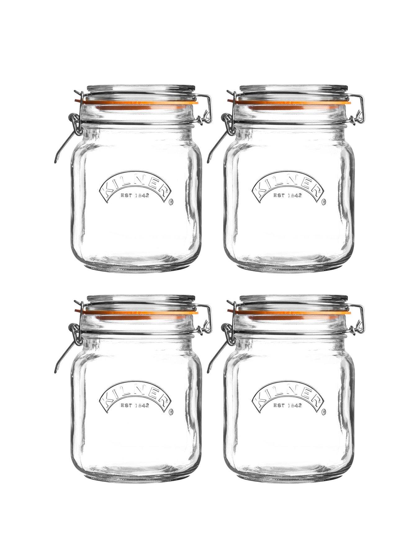 Image 2 of 7 of KILNER Set Of 4 Clip Top Square Jars 1 Litre