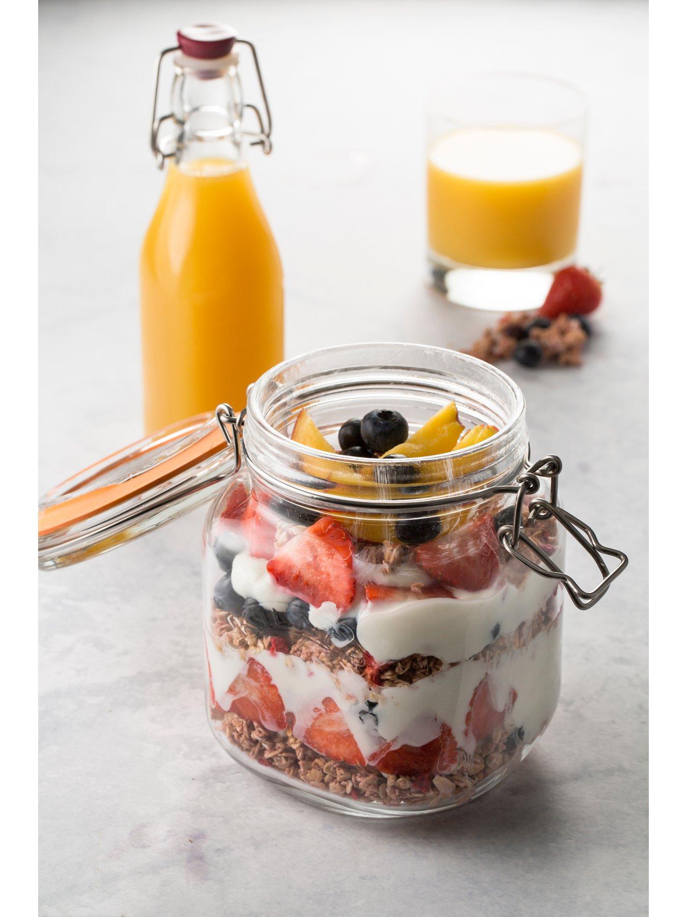 Image 3 of 7 of KILNER Set Of 4 Clip Top Square Jars 1 Litre