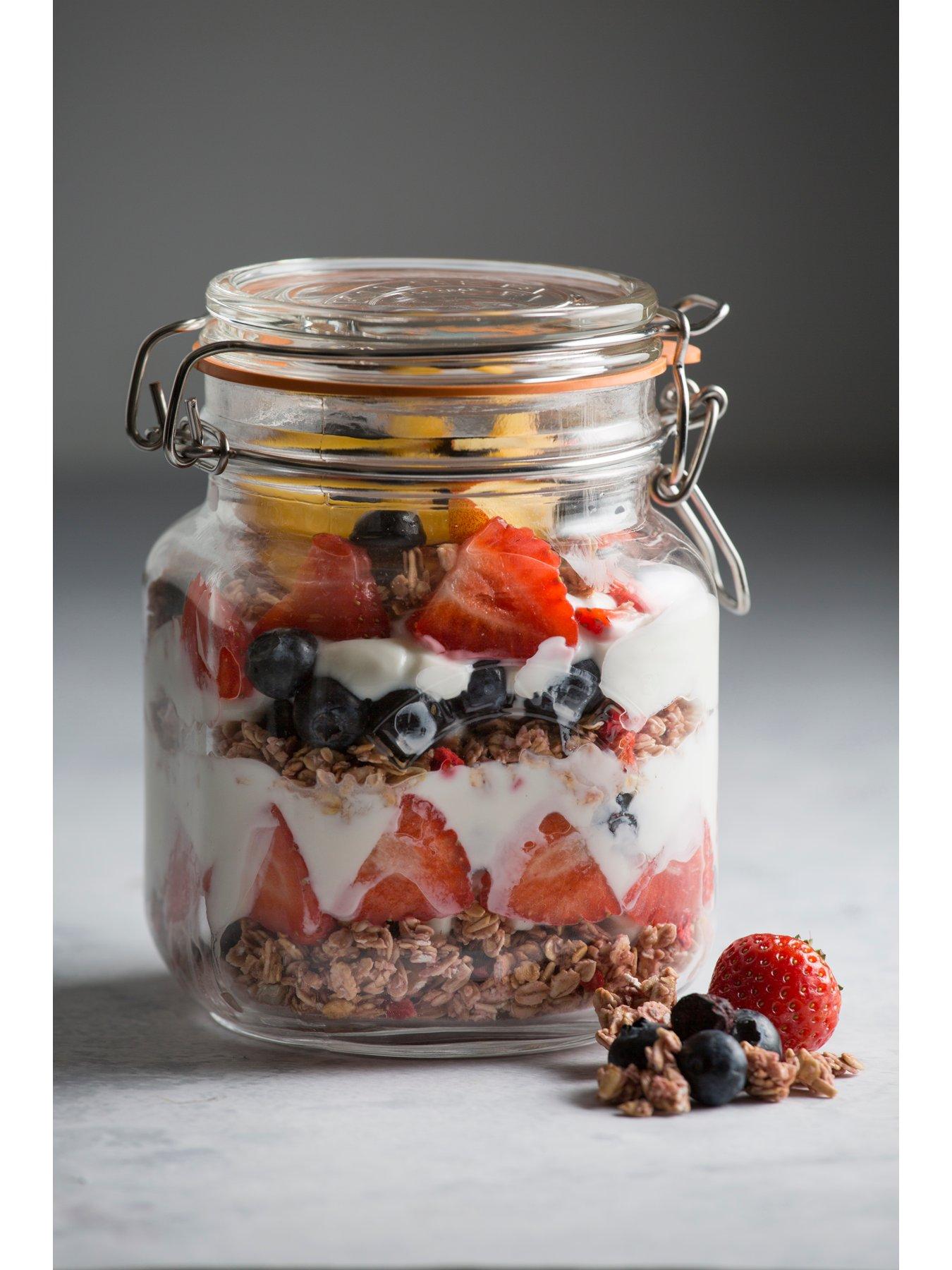 Image 4 of 7 of KILNER Set Of 4 Clip Top Square Jars 1 Litre