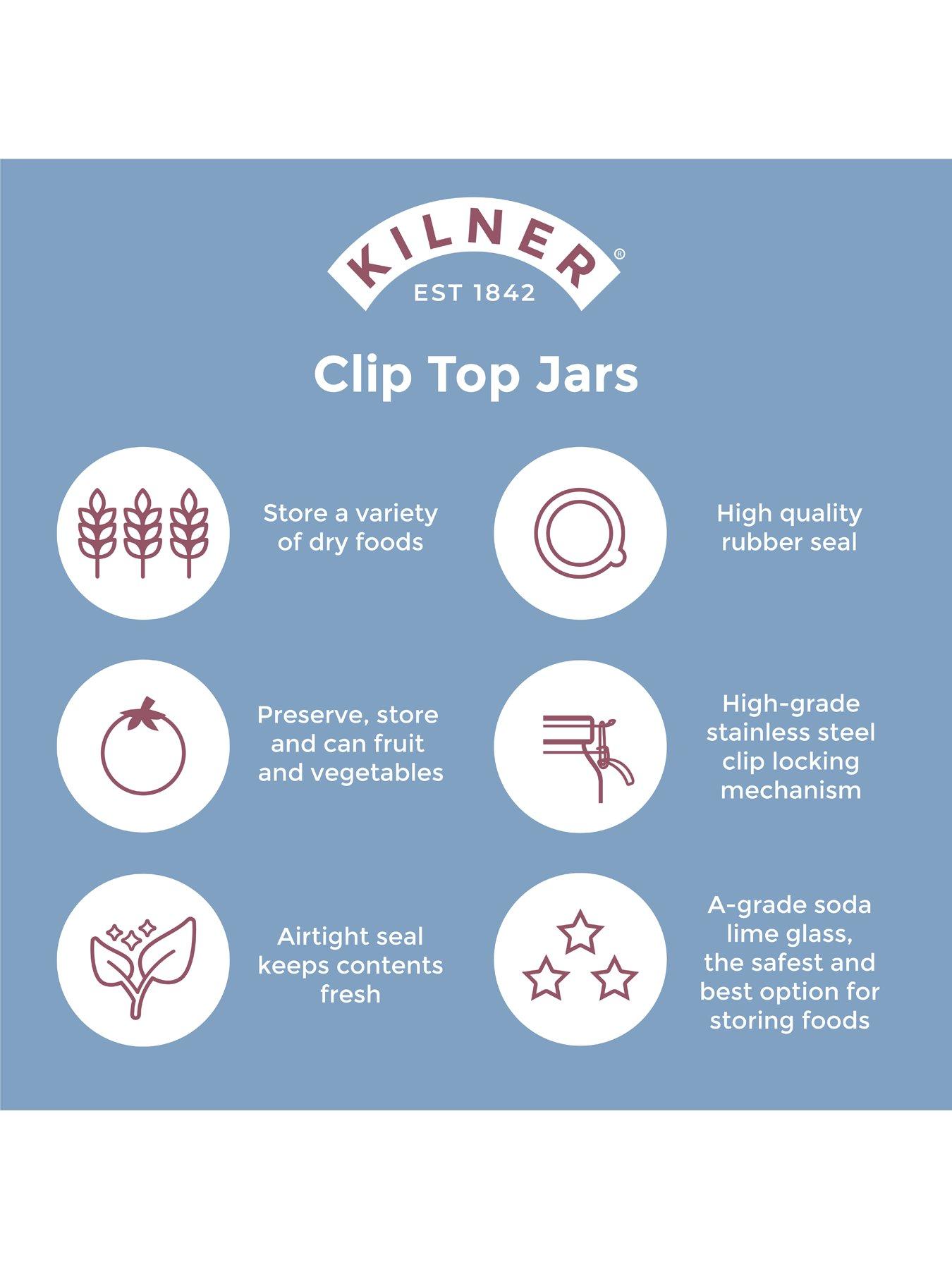 Image 5 of 7 of KILNER Set Of 4 Clip Top Square Jars 1 Litre