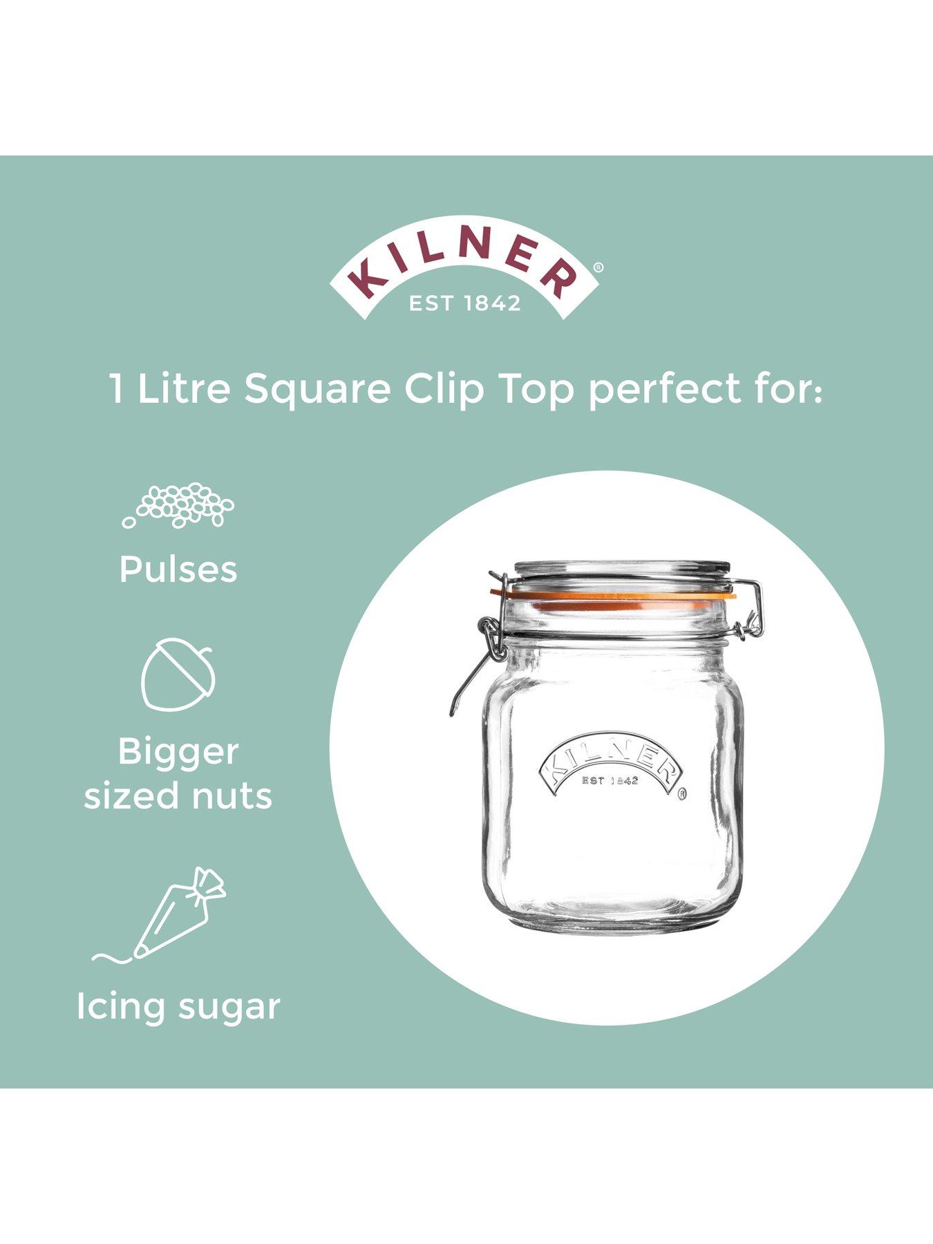 Image 6 of 7 of KILNER Set Of 4 Clip Top Square Jars 1 Litre