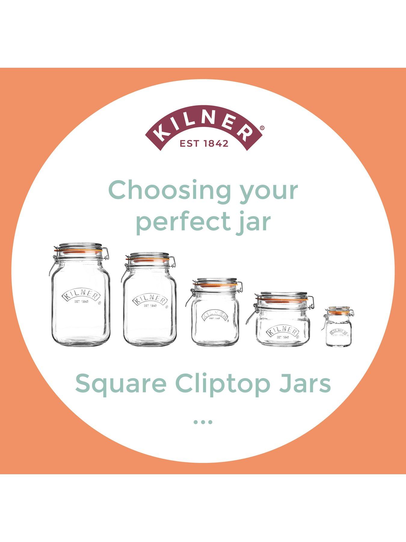Image 7 of 7 of KILNER Set Of 4 Clip Top Square Jars 1 Litre
