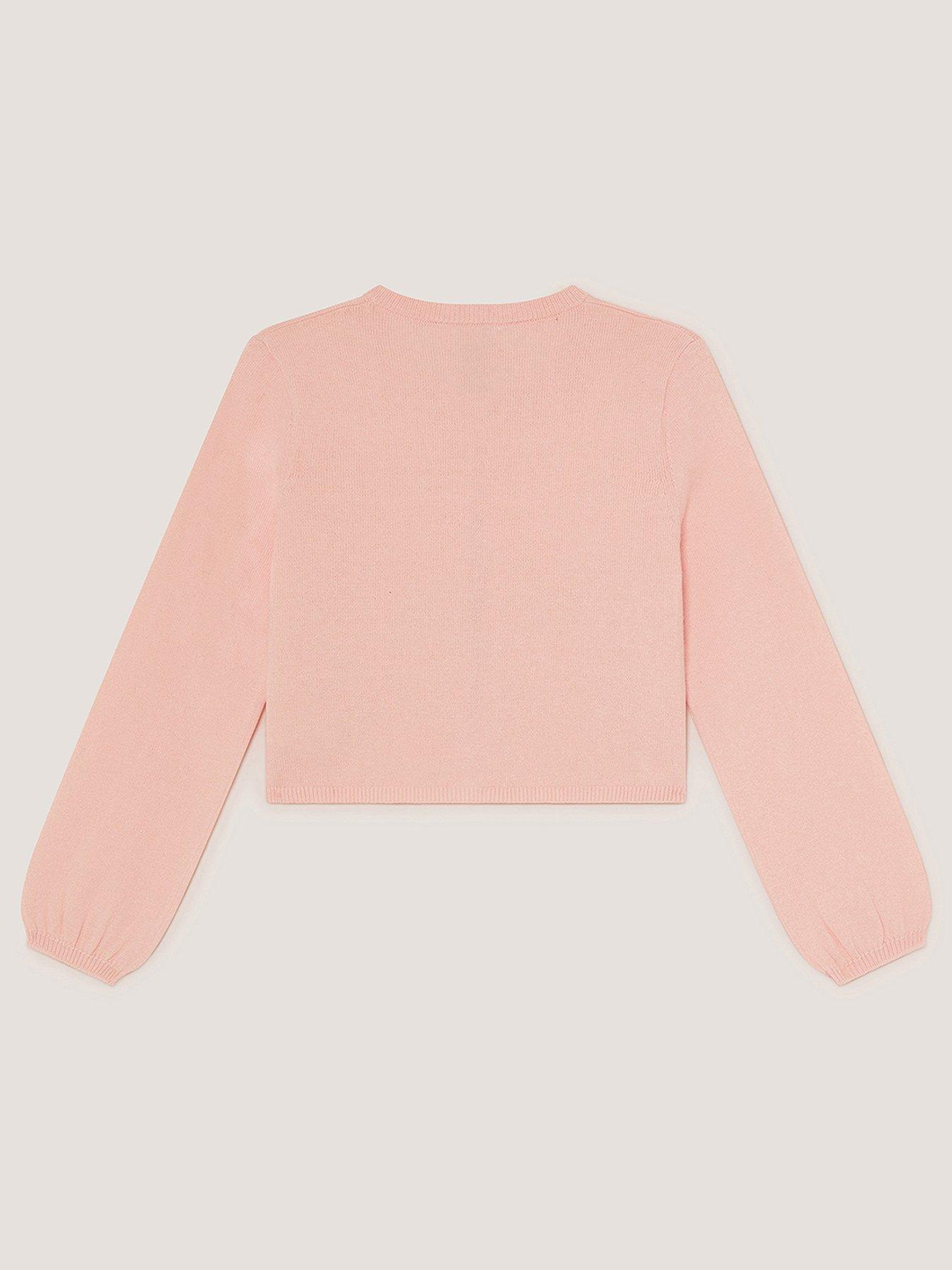 Image 3 of 4 of Monsoon Girls Harper Pearl Button Lace Cardigan - Pink