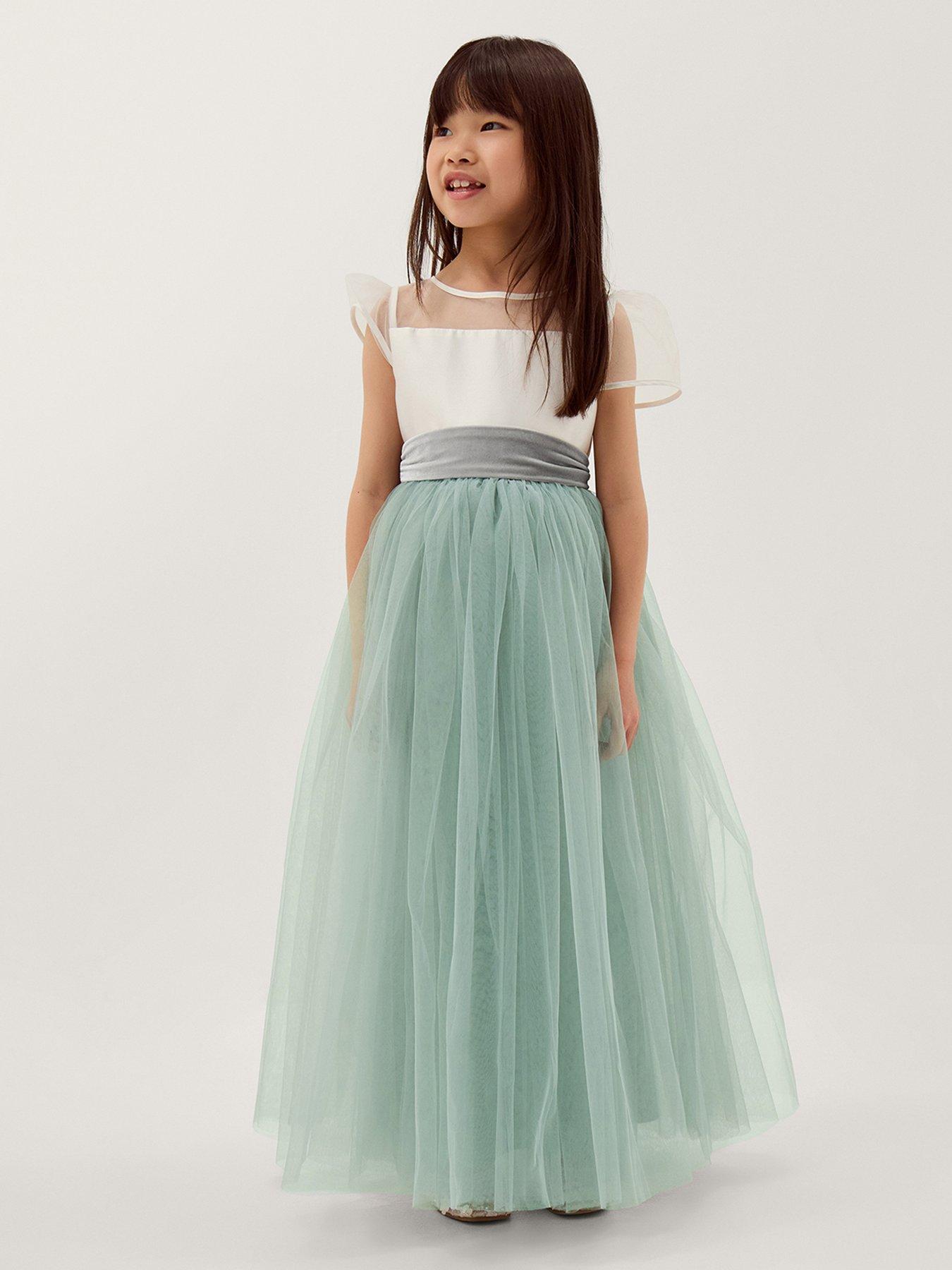 Monsoon Girls Flourish Maxi Bridesmaid Dress - Sage
