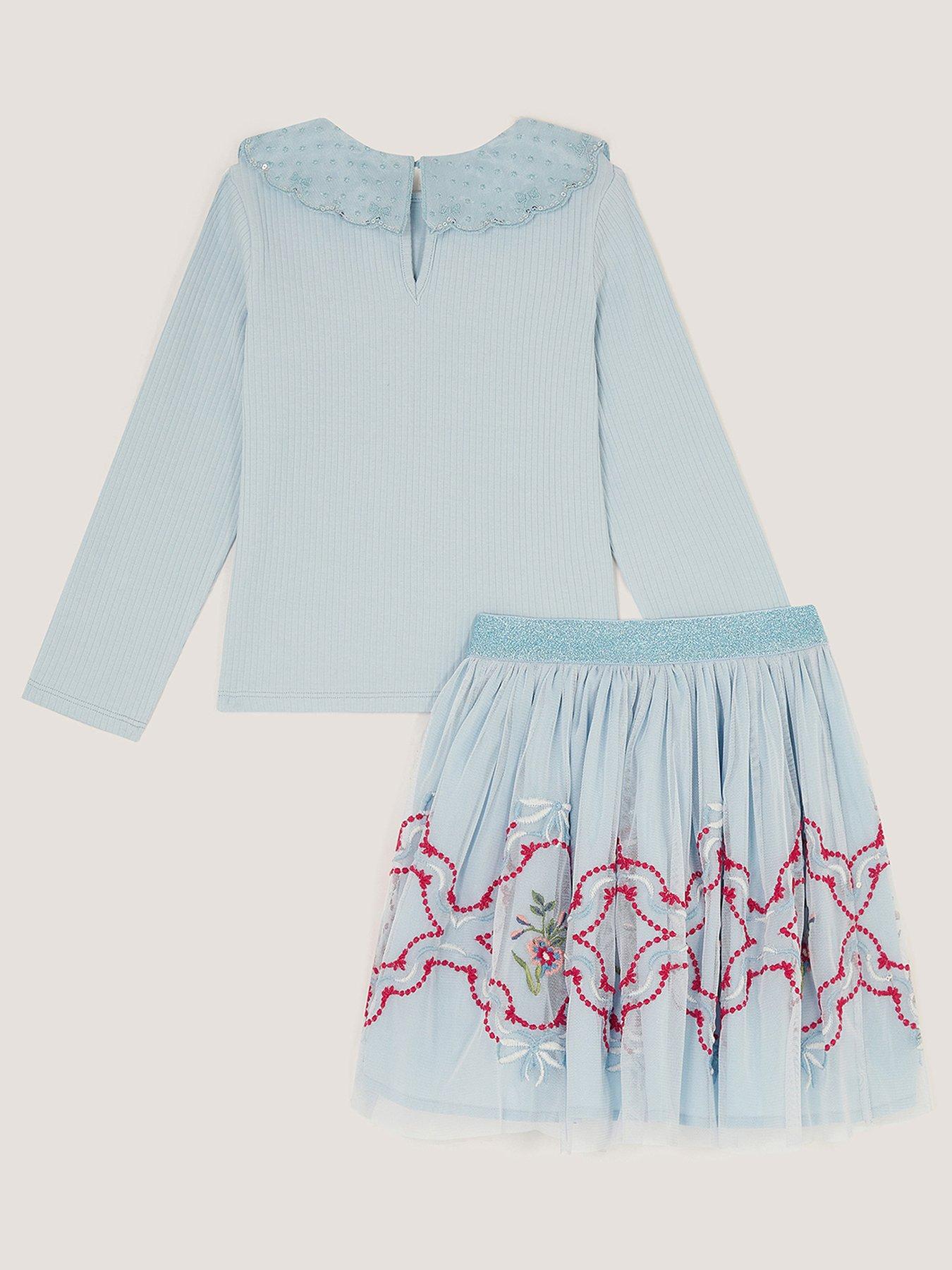 Image 3 of 4 of Monsoon Girls Mon Cheri Ribbed Disco Set - Blue