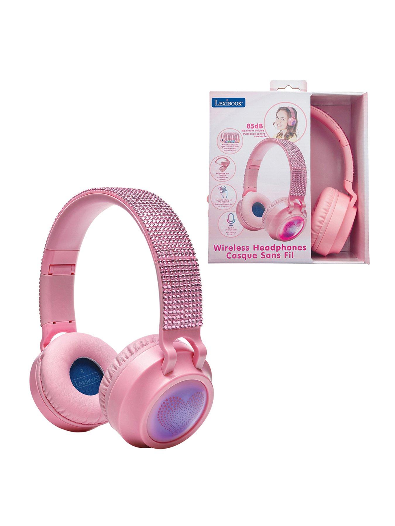 3D Pink Strass design Bluetooth and Wired foldable Headphones with safe volume limitation