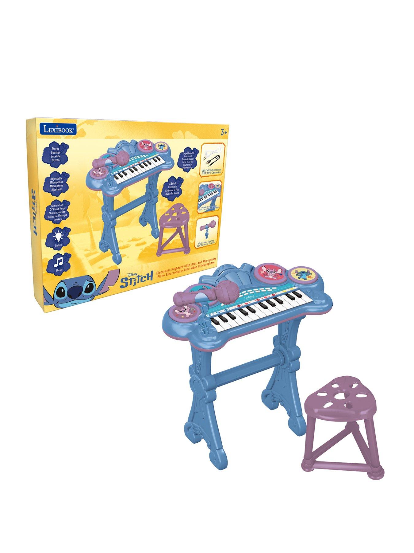 Disney Stitch DISNEY Stitch Electronic keyboard with seat and microphone, 24 lighting keys to teach music and Aux-in cable