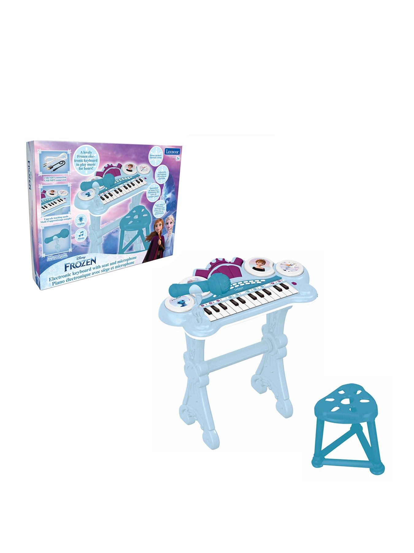 Disney Frozen DISNEY Frozen Electronic keyboard with seat and microphone, 24 lighting keys to teach music and Aux-in cable